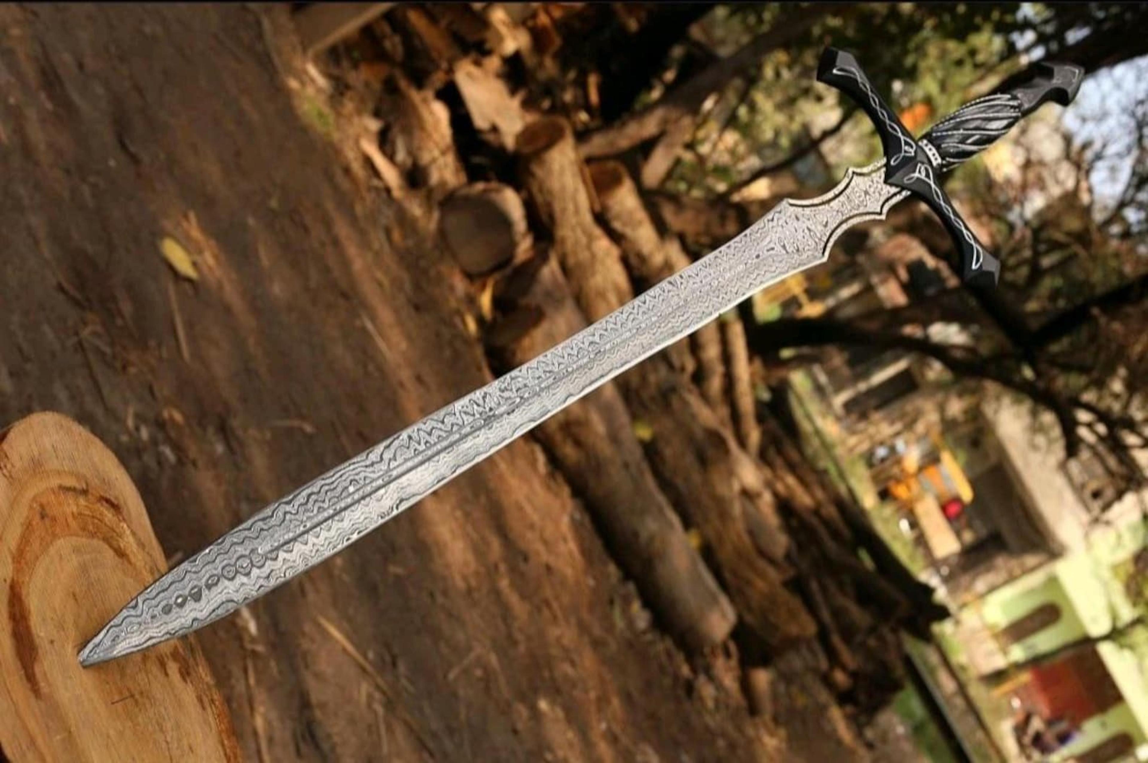 handcrafted fantasy sword | damascus steel viking cosplay display piece