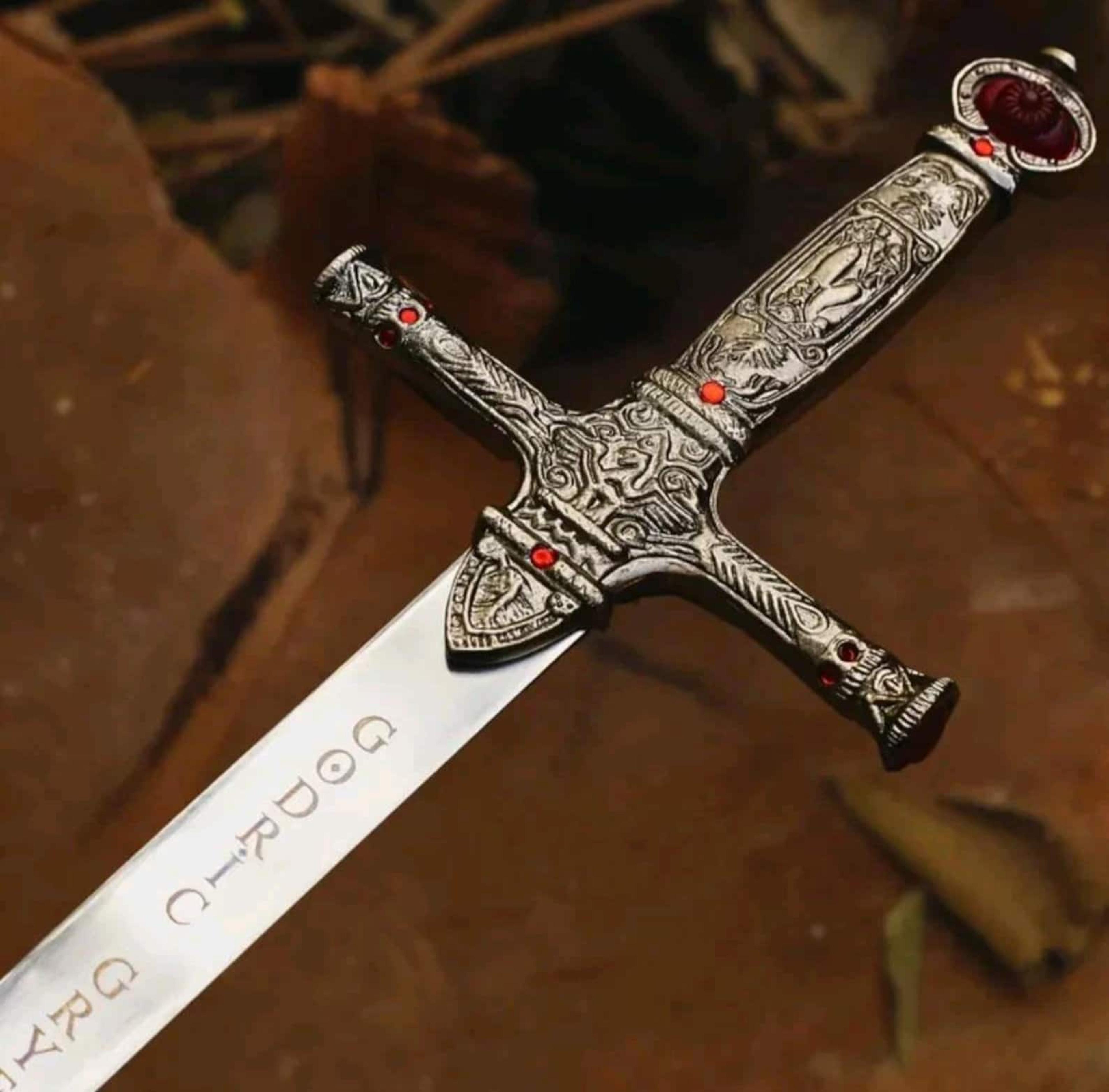 handcrafted medieval knight sword 38" ornate crossguard fantasy collector blade