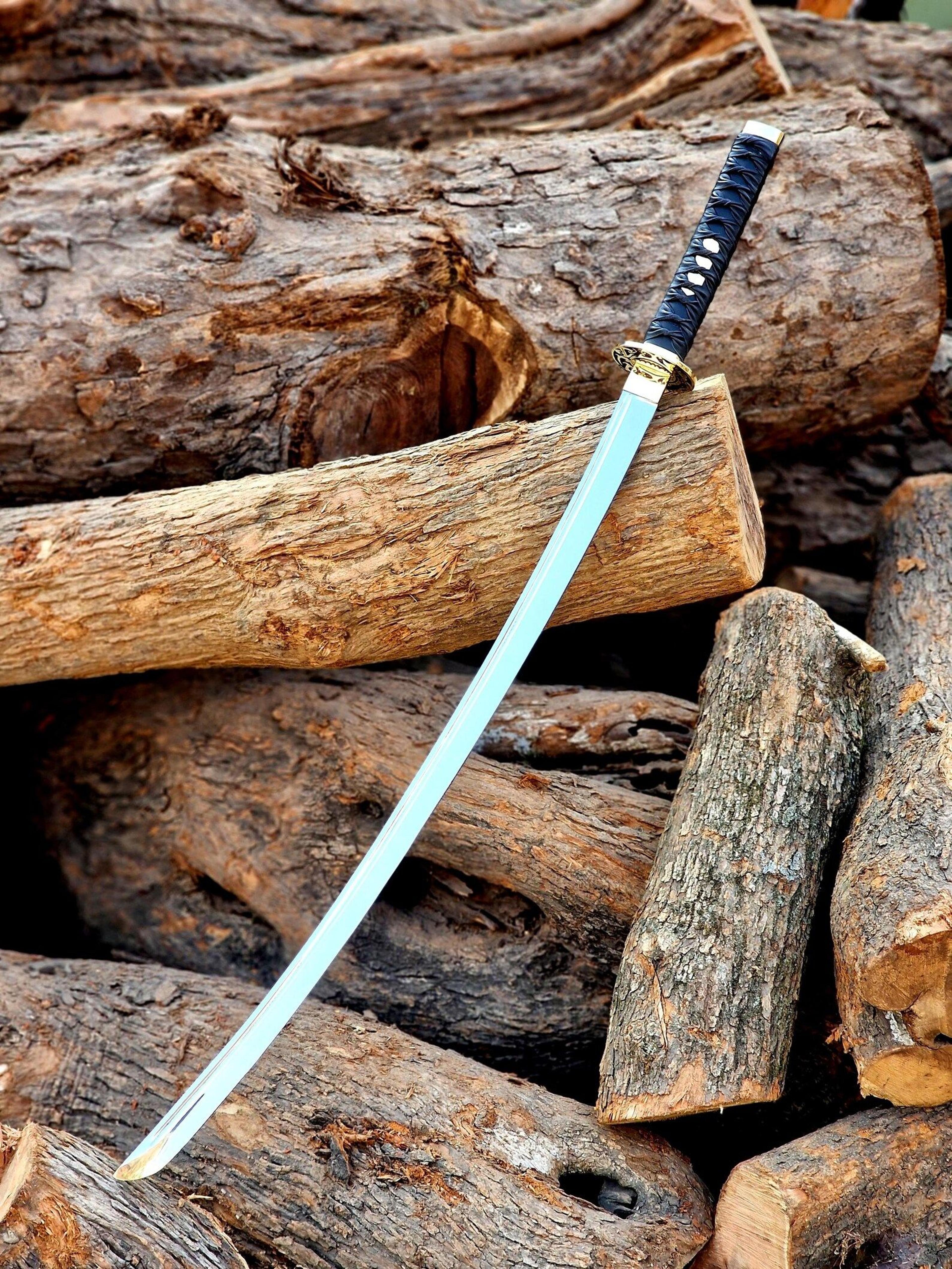 handcrafted samurai katana sword 40" full tang steel blade japanese style collector