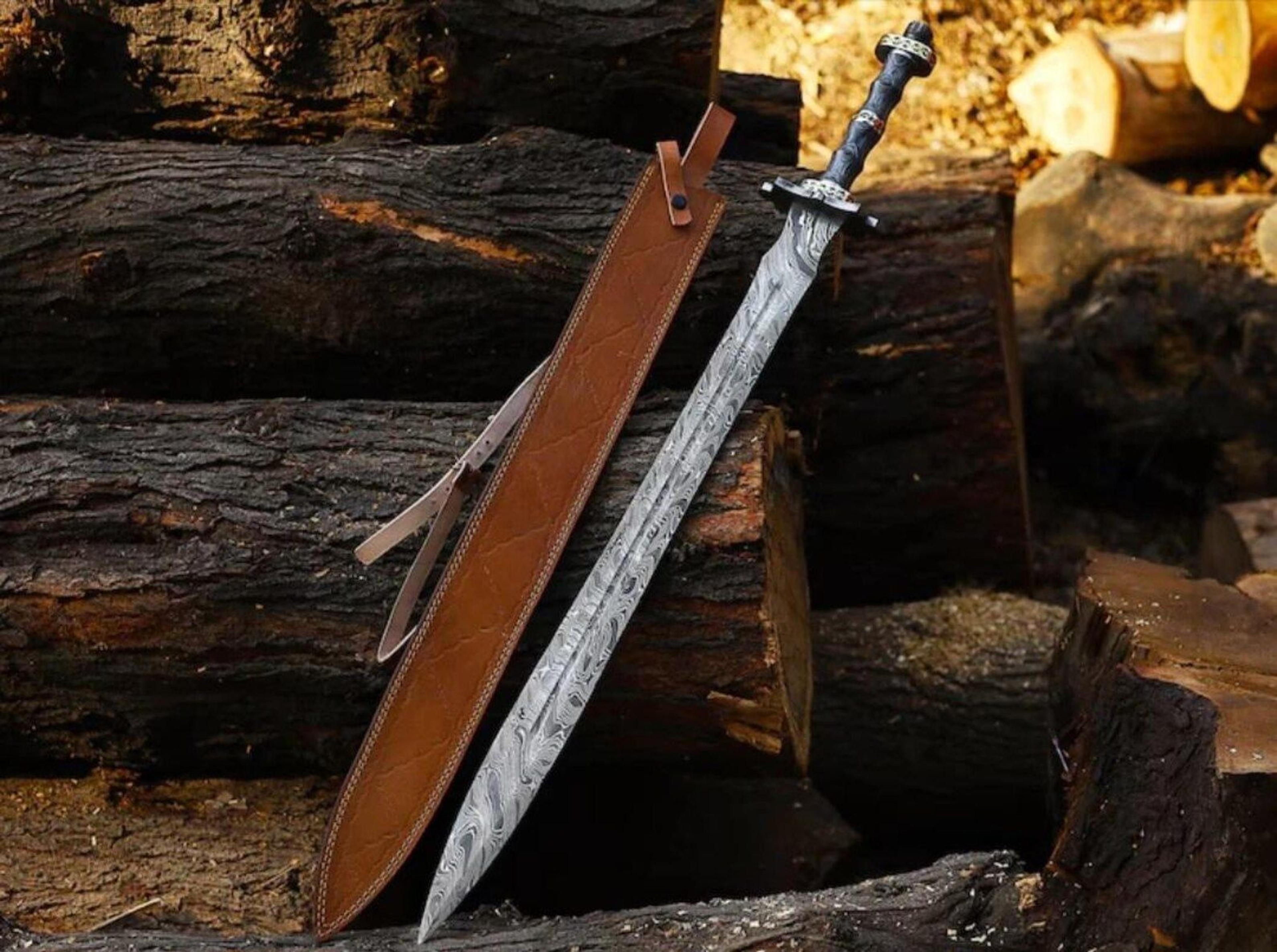 premium handmade damascus sword | viking style full tang display blade