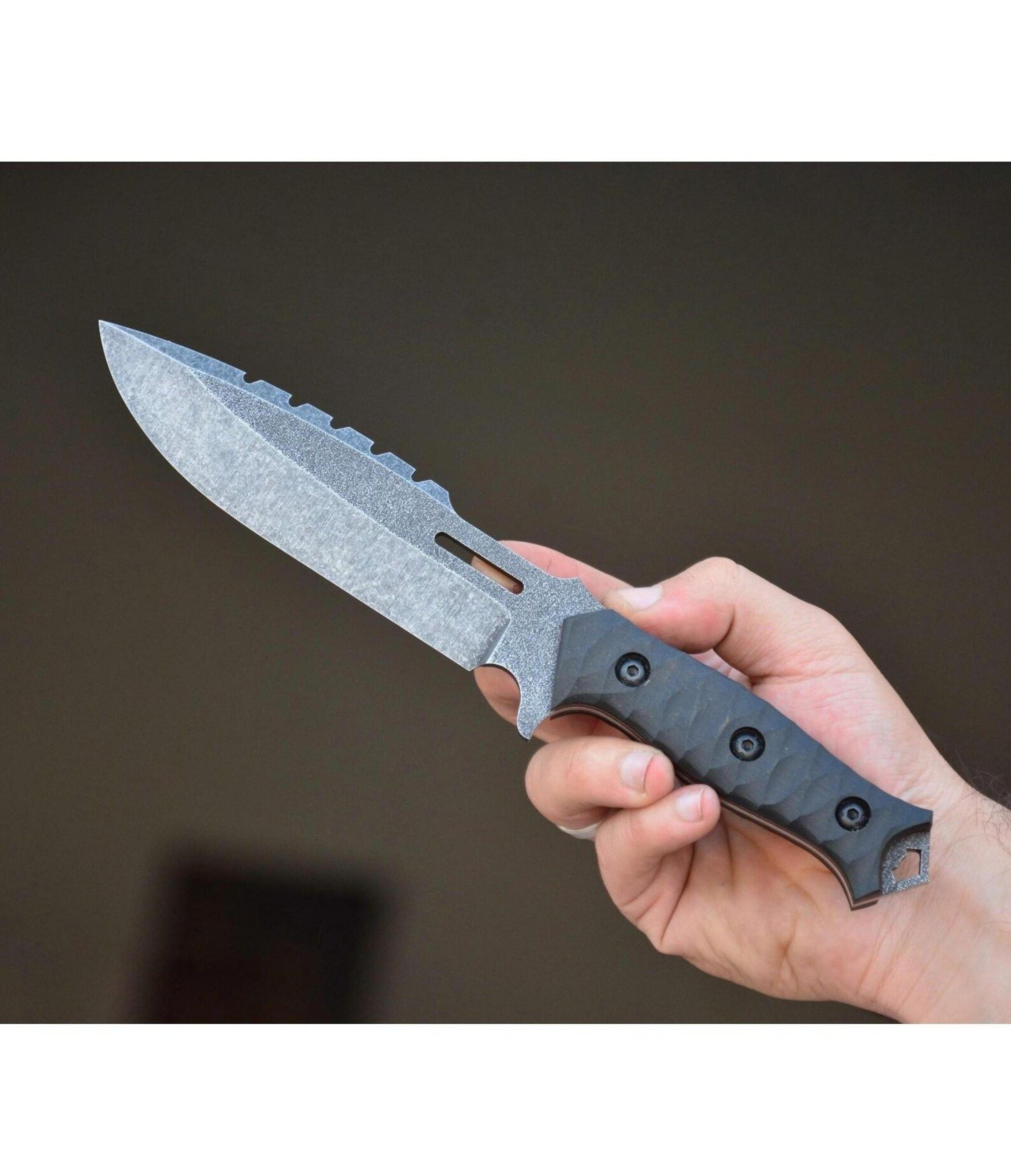 compact combat knife in sleipner steel with rugged stonewashed finish