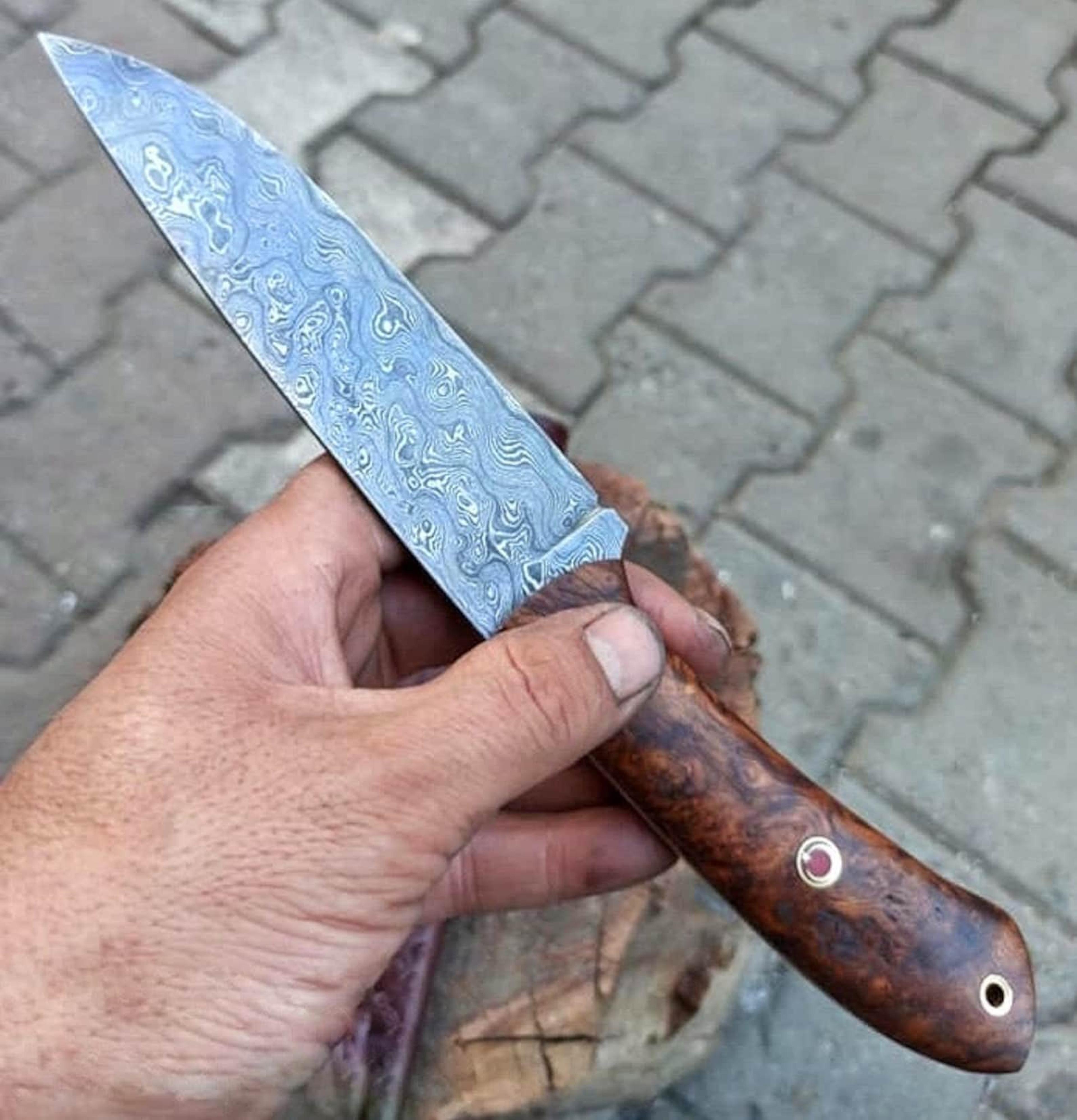 damascus hunting knife 150 layers blacksmith made outdoor knife chestnut wood handle