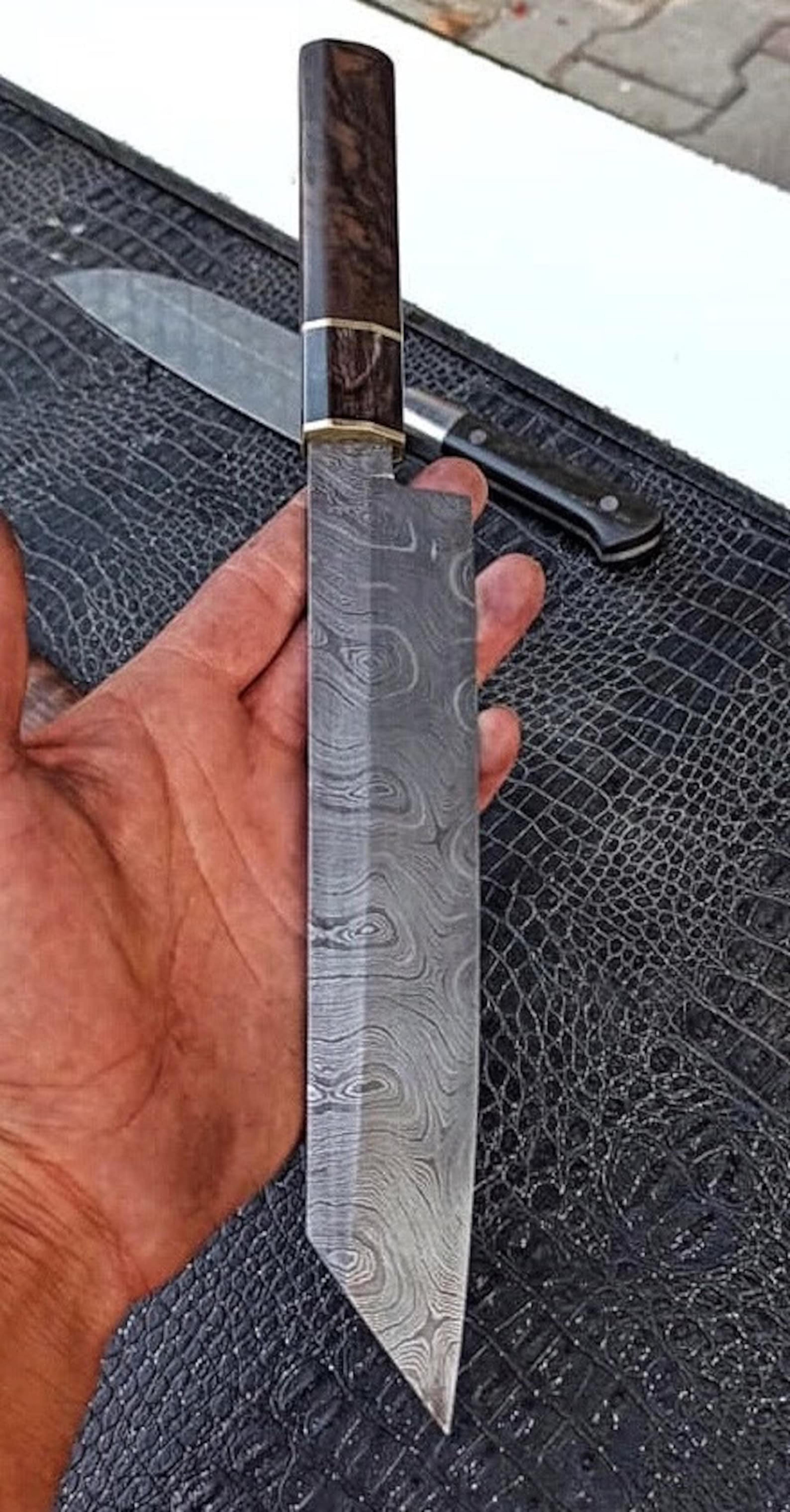 blacksmith forged damascus chef knife for kitchen cooking & professional use