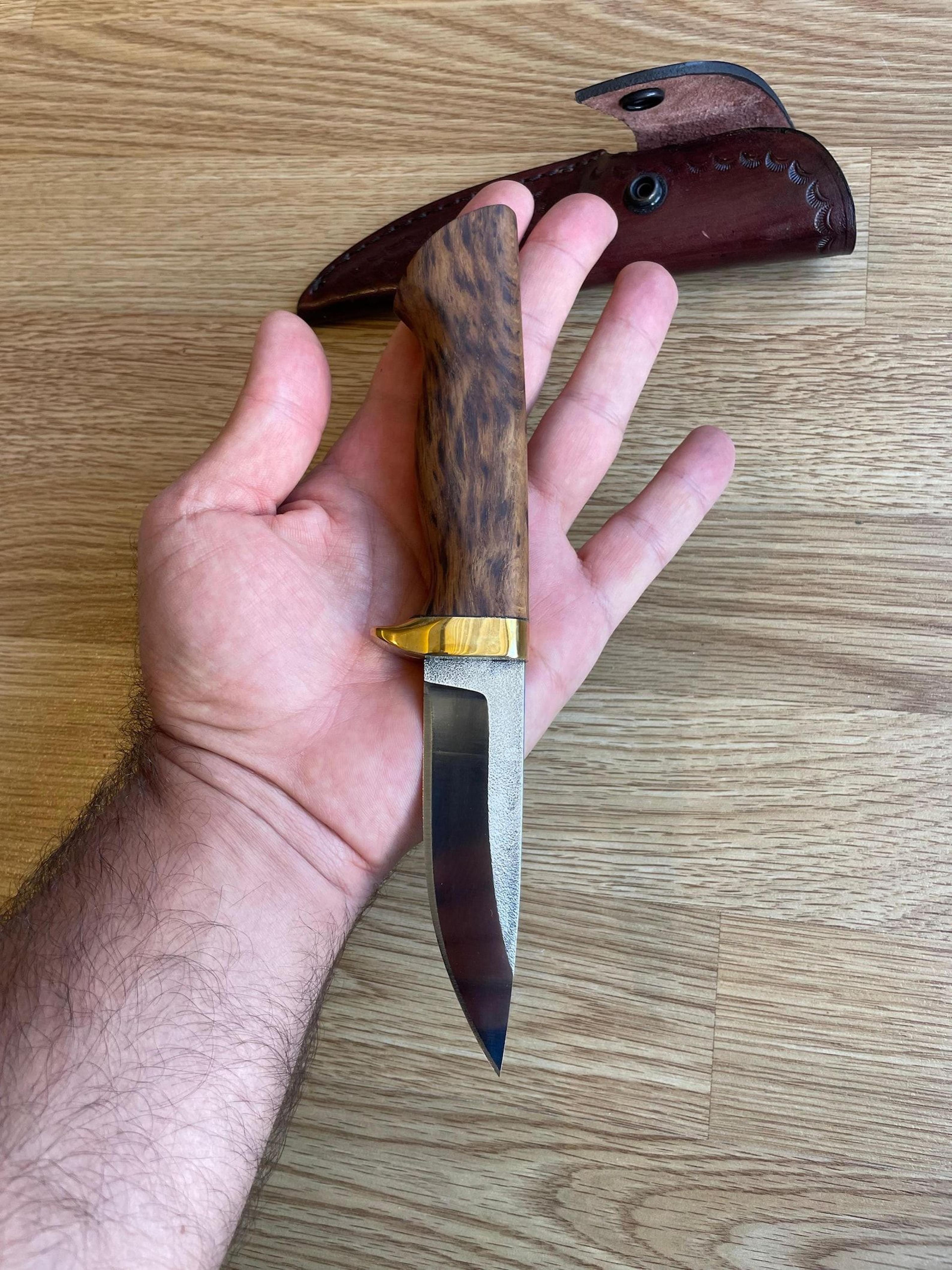handmade puukko knife – n690 steel carving bushcraft blade with maple catalin grip | wedding gift | husband gift