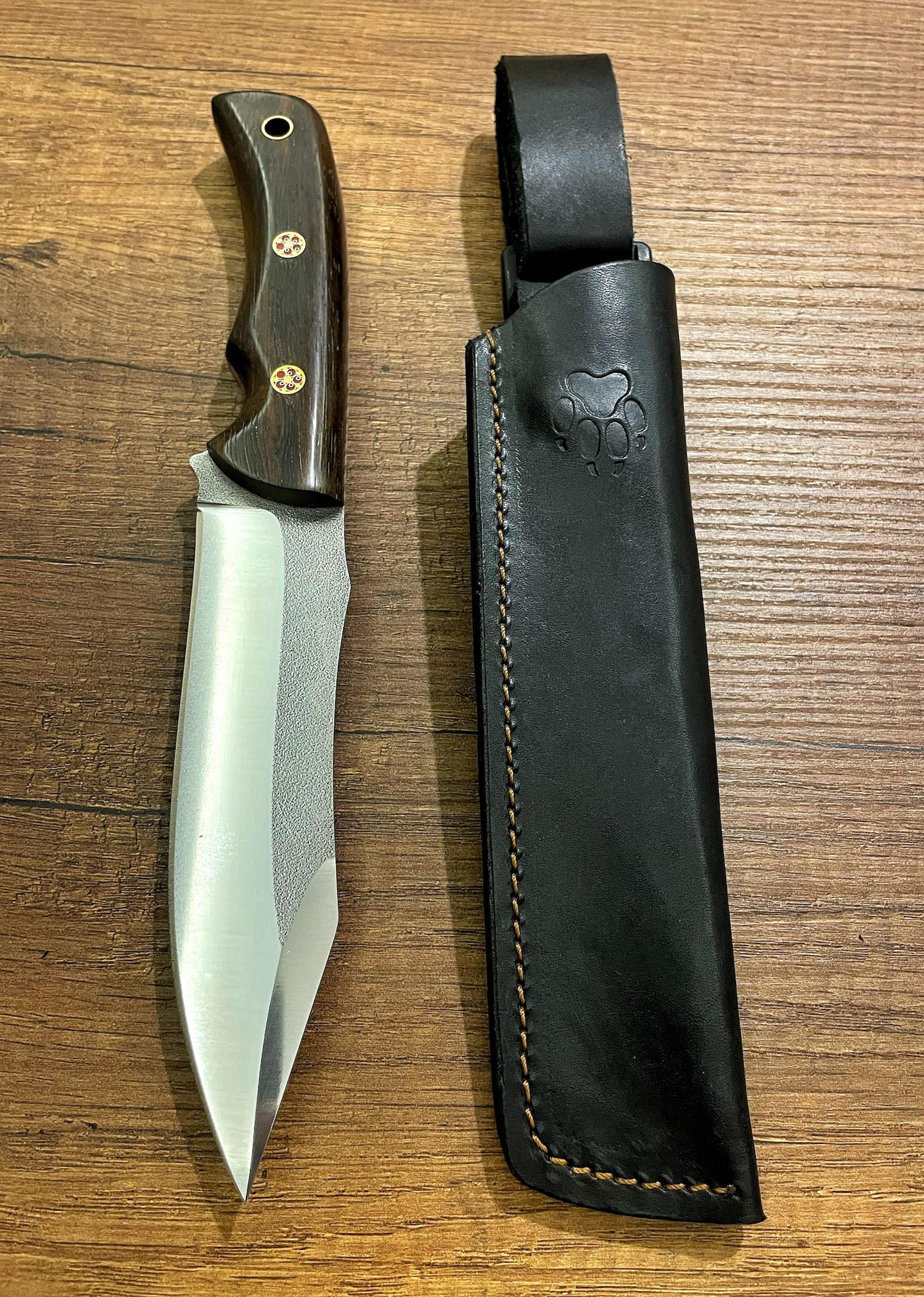 premium full tang outdoor knife with n690 steel & ebony wood handle