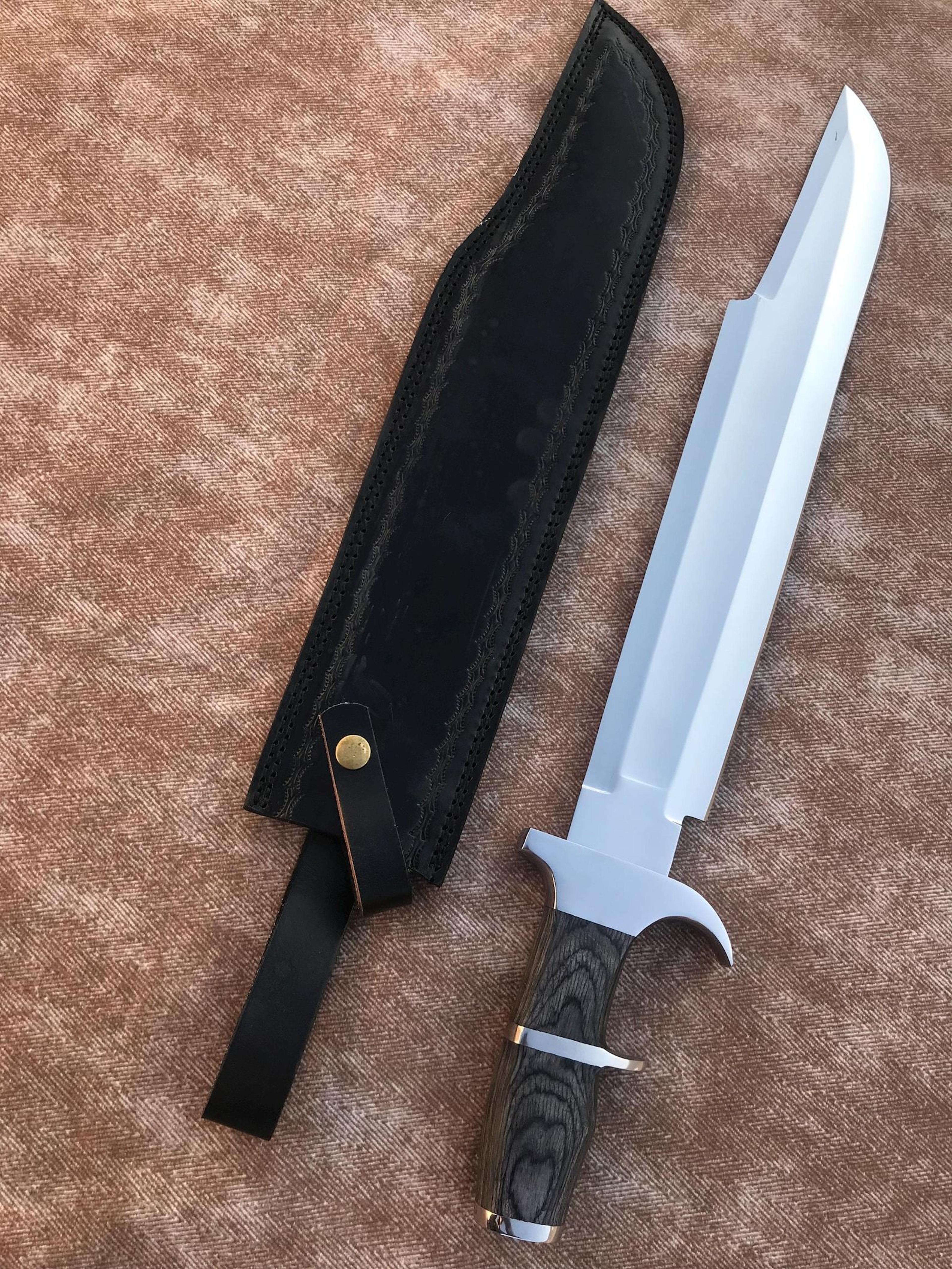 premium 5160 steel predator inspired bowie knife with leather sheath collectible