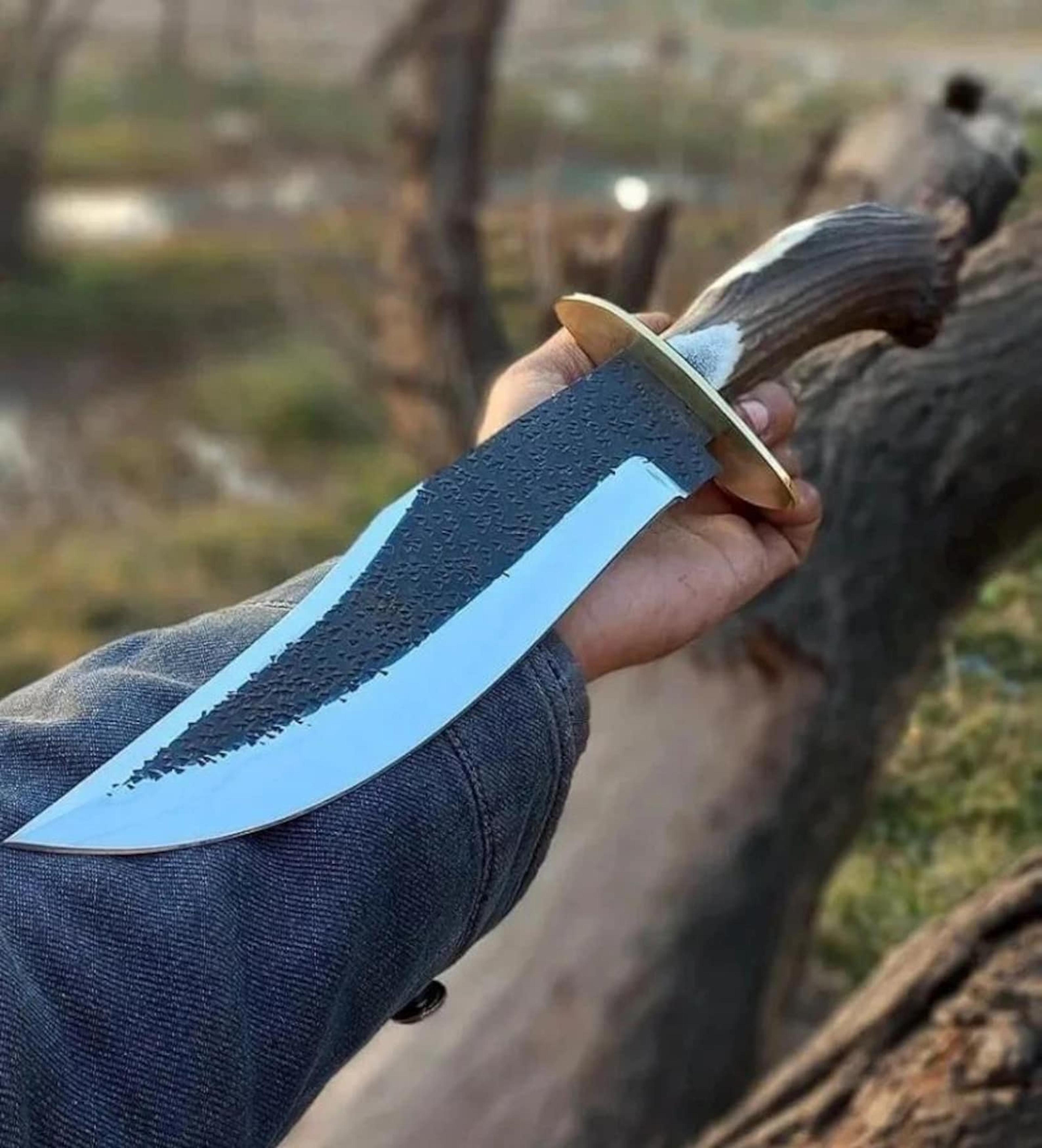 handcrafted hunting knife antler grip fixed blade collector gift