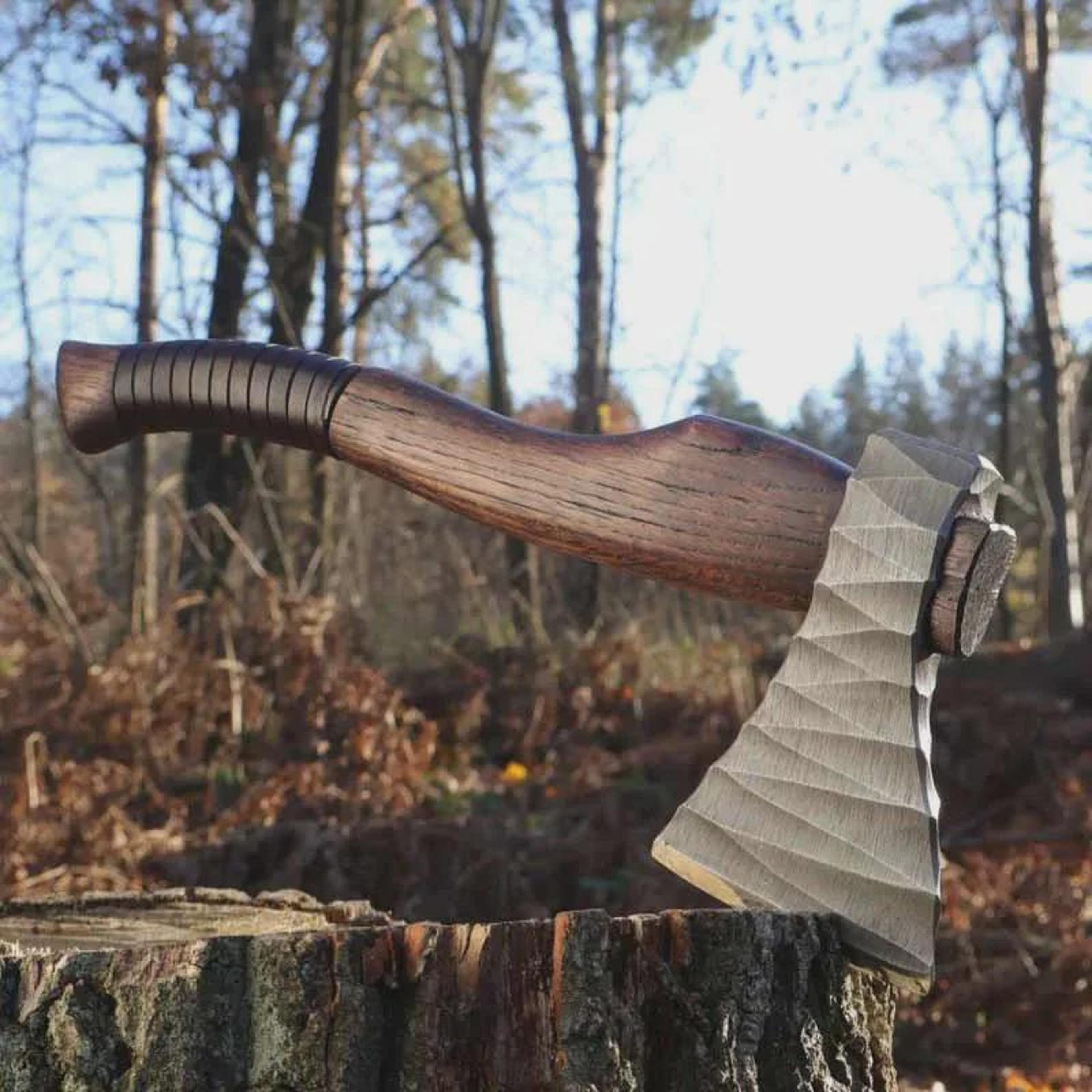 premium viking axe high carbon steel ash wood handle with leather sheath | historical viking axe