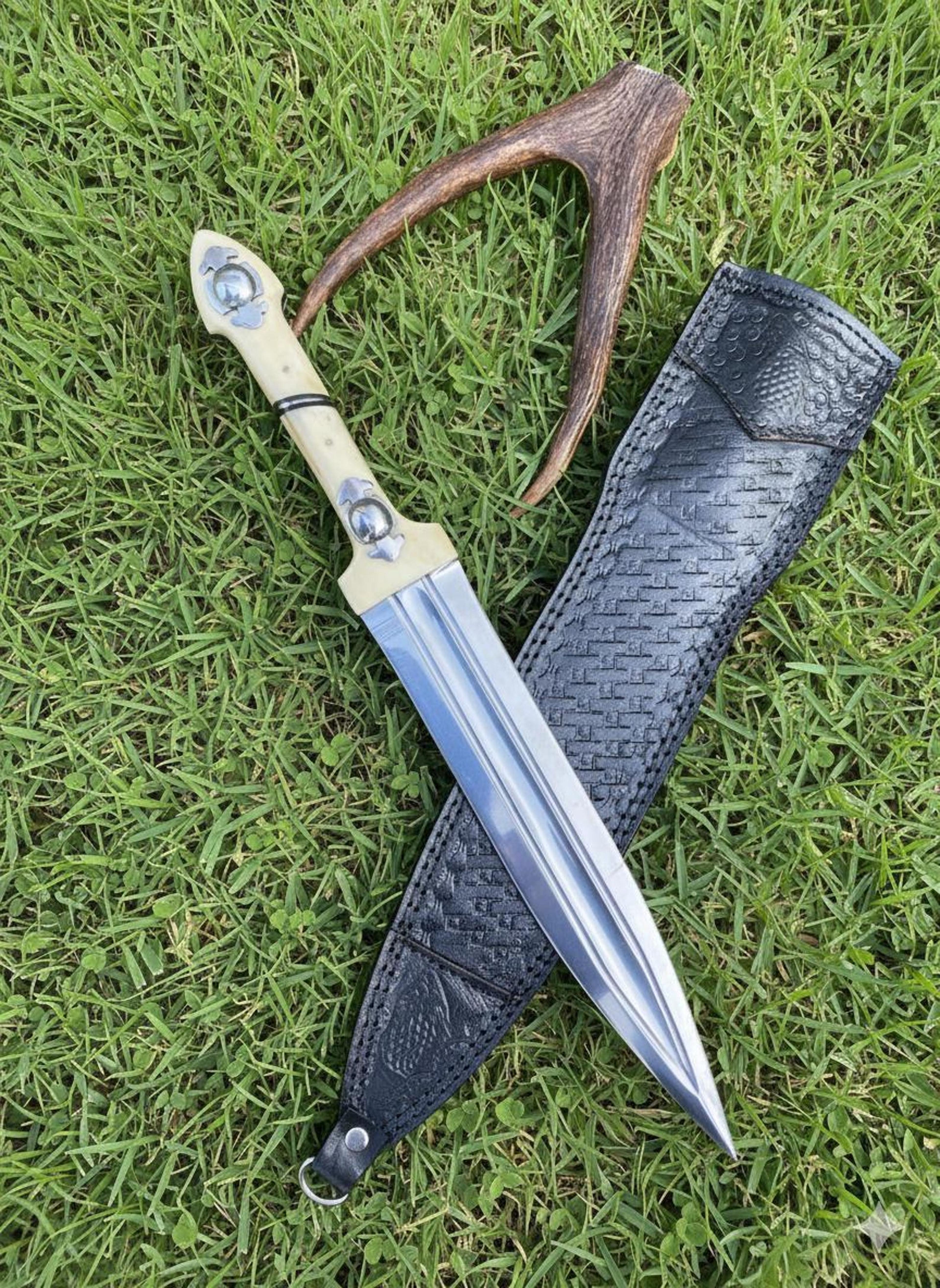 handmade dagger knife hunting knife with leather sheath gift for him