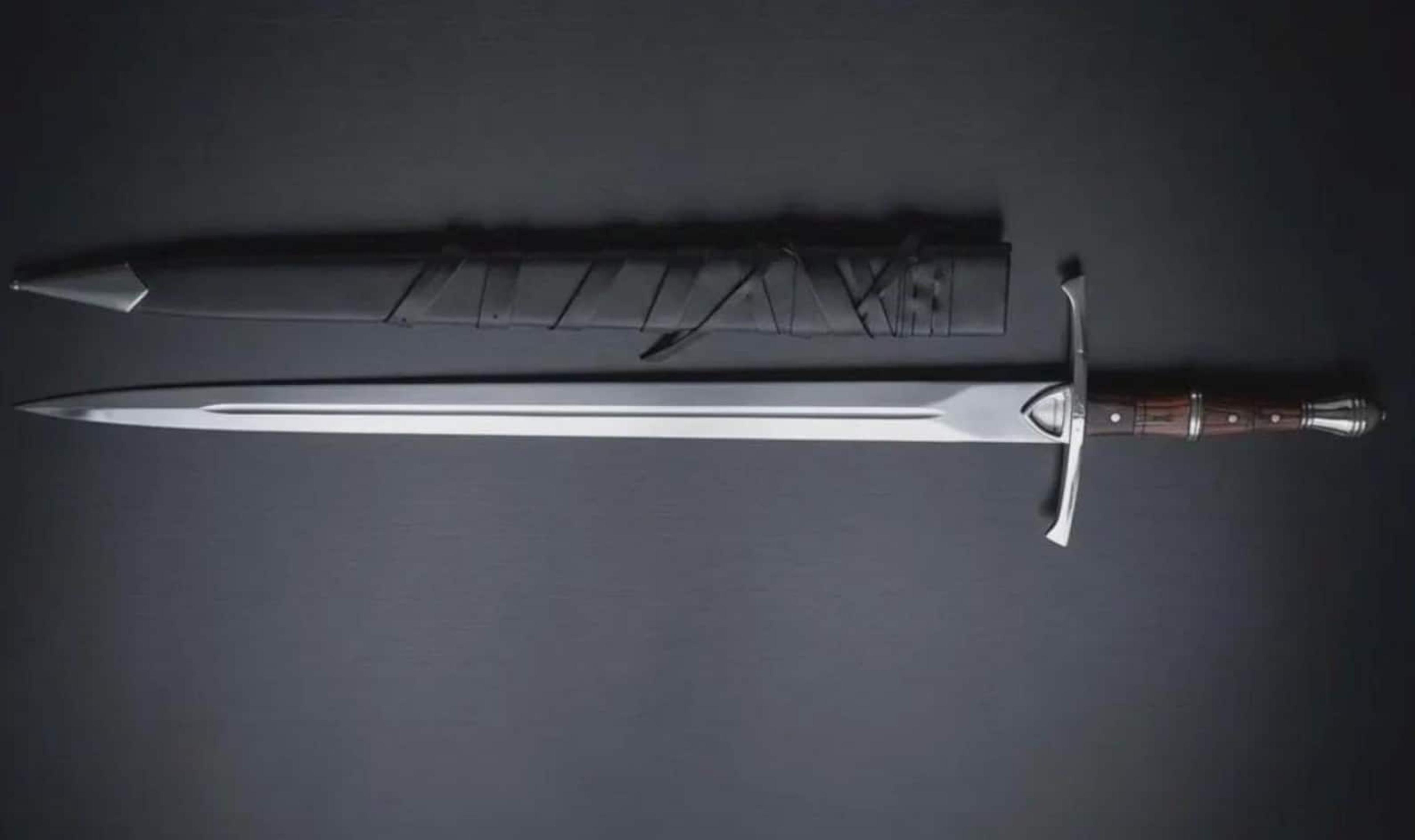handcrafted medieval style sword – full tang steel blade with wood & steel grip – fantasy decor, collector gift