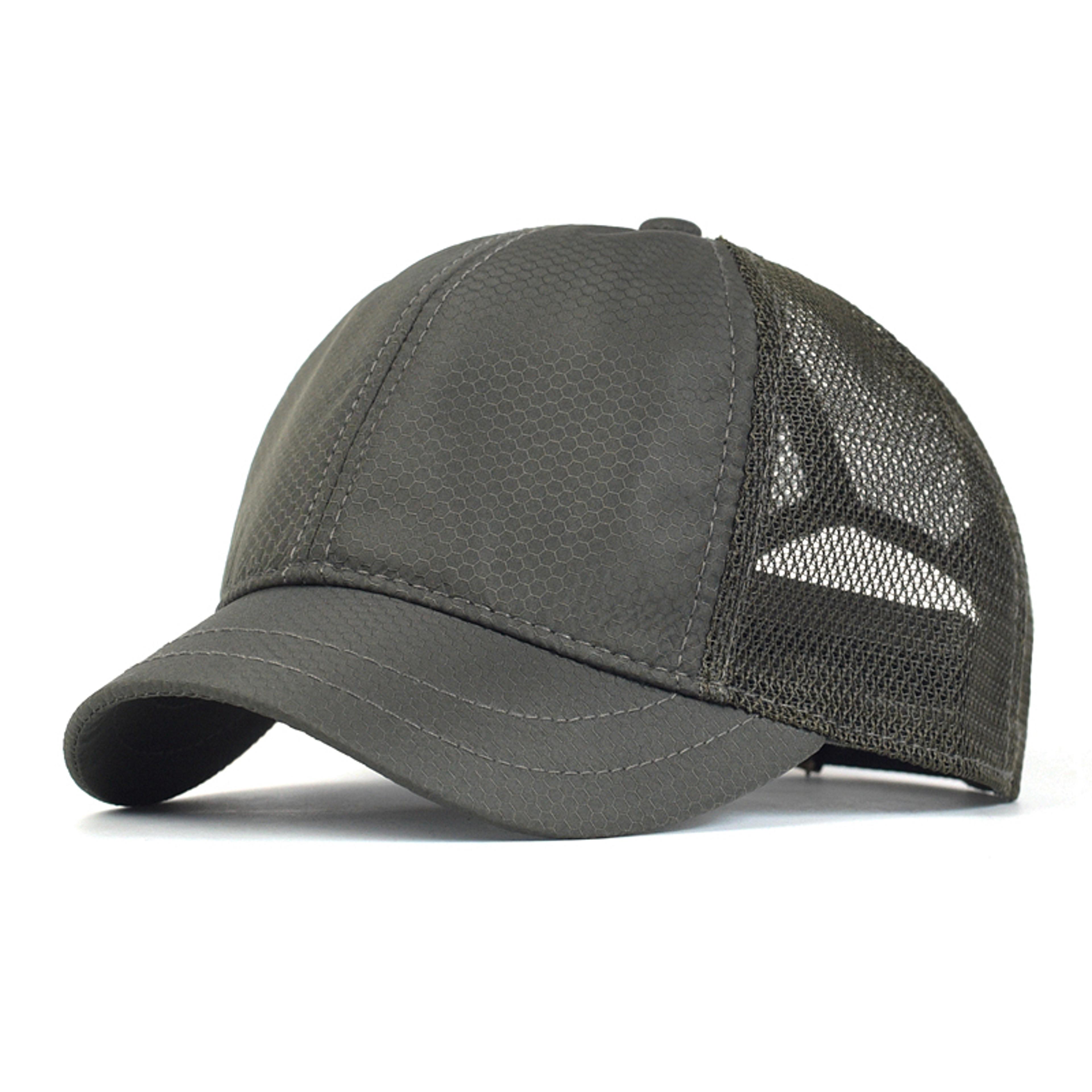 adjustable solid trucker style low profile caps, summer mesh short brim baseball cap men women breathable hat