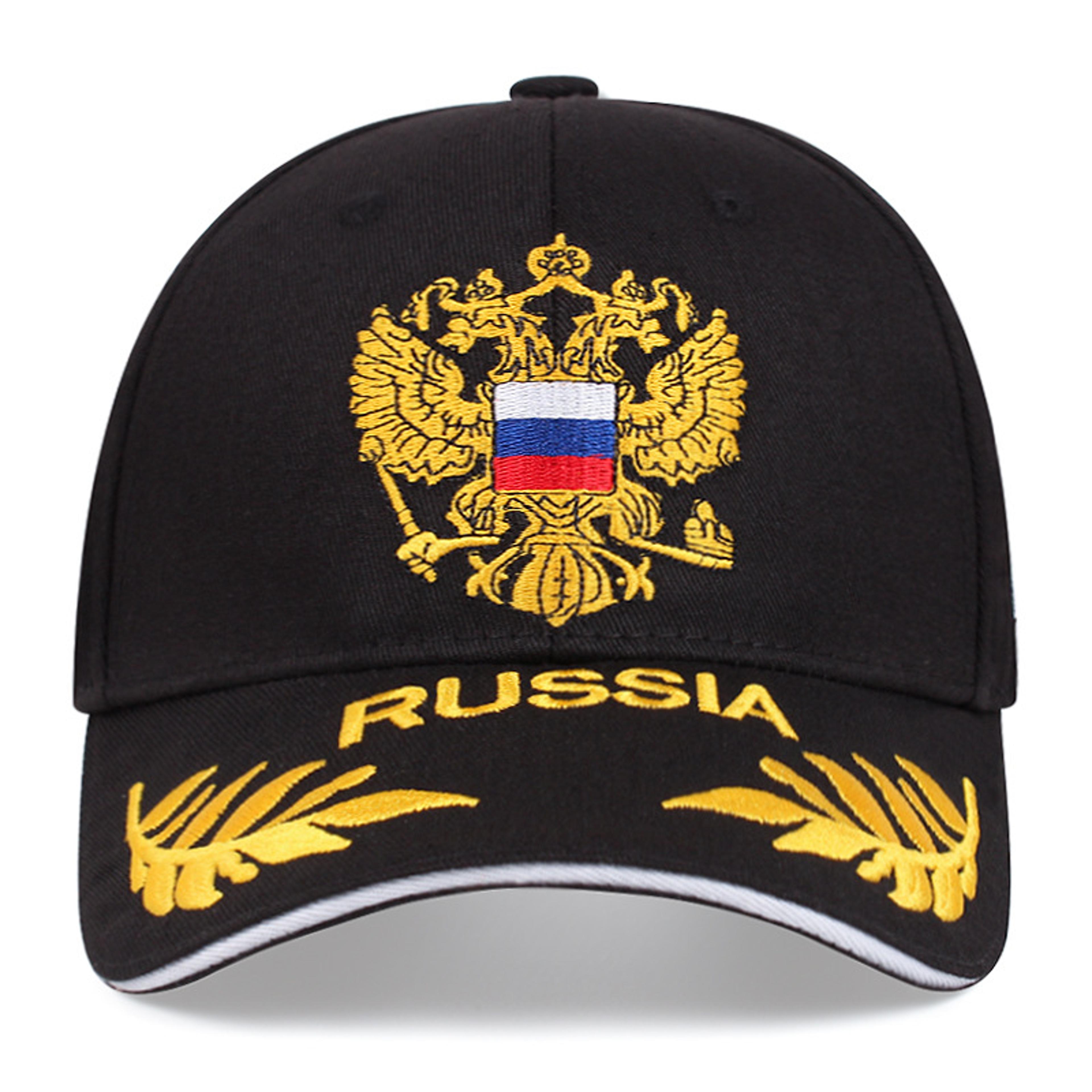 russian national emblem embroidery baseball cap cotton, adjustable snapback outdoor visor hat for men women unisex