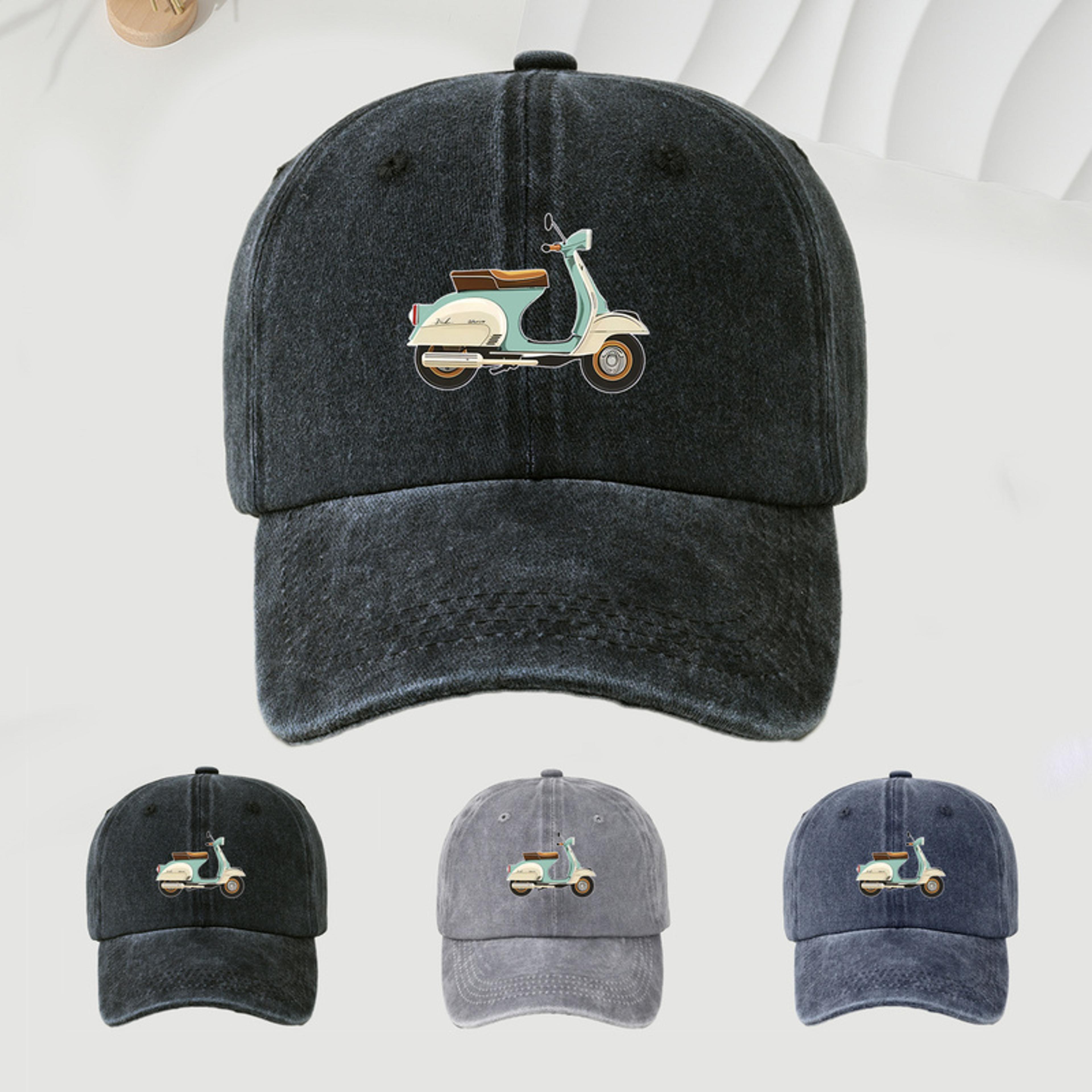 city style motorcycle pattern baseball cap, fashionable travel and sun protection hat, simple versatile casual wear