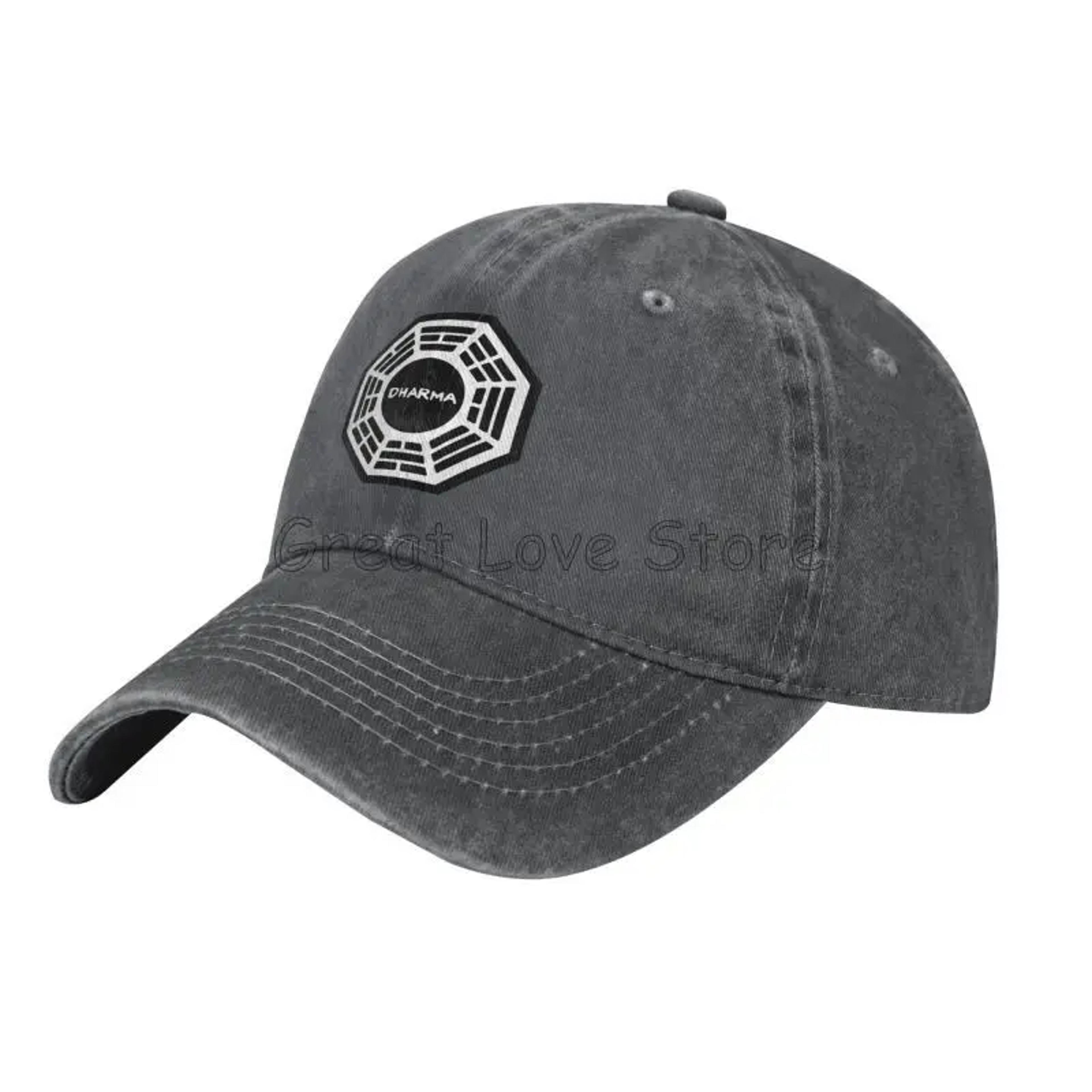 dharma initiative logo cowboy hat, vintage adjustable washed cotton golf hat, summer sun visor baseball caps for men