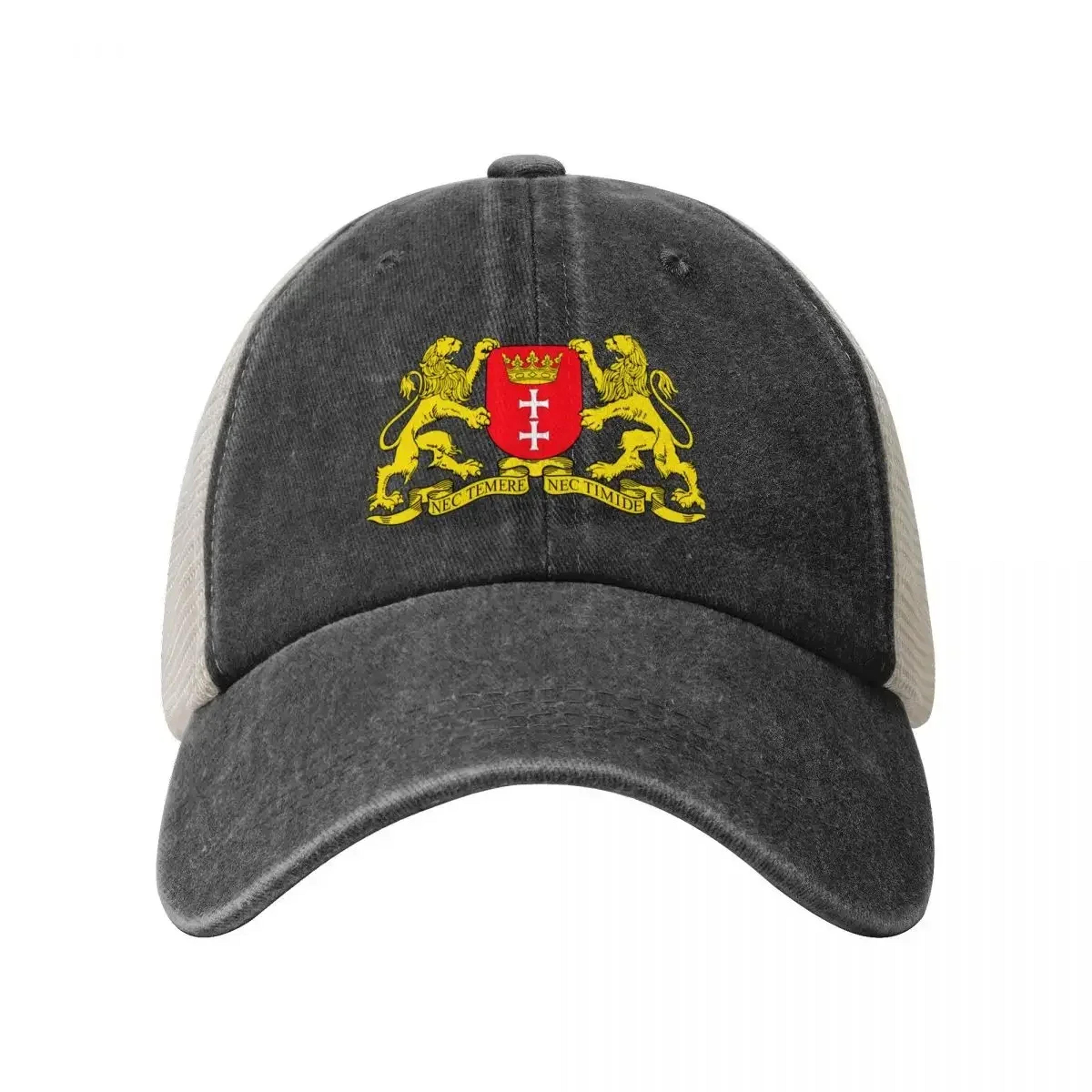 gdansk poland coat of arms cowboy mesh baseball cap, stylish trucker cap for women, men adjustable outdoor hat