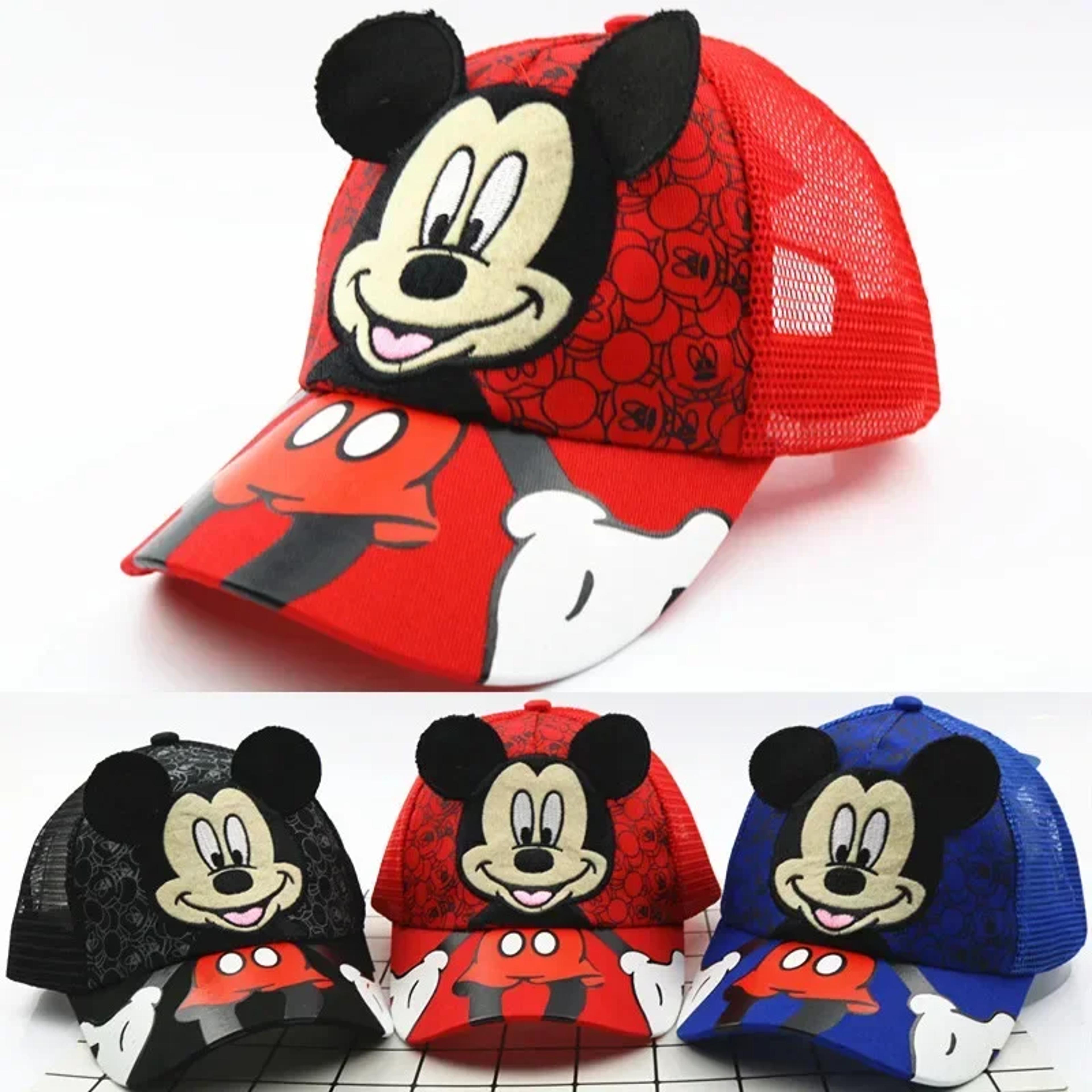 disney hat mickey baseball cap, adjustable flat brim children's hat, boys baby girls cartoon sun hat hip hop style