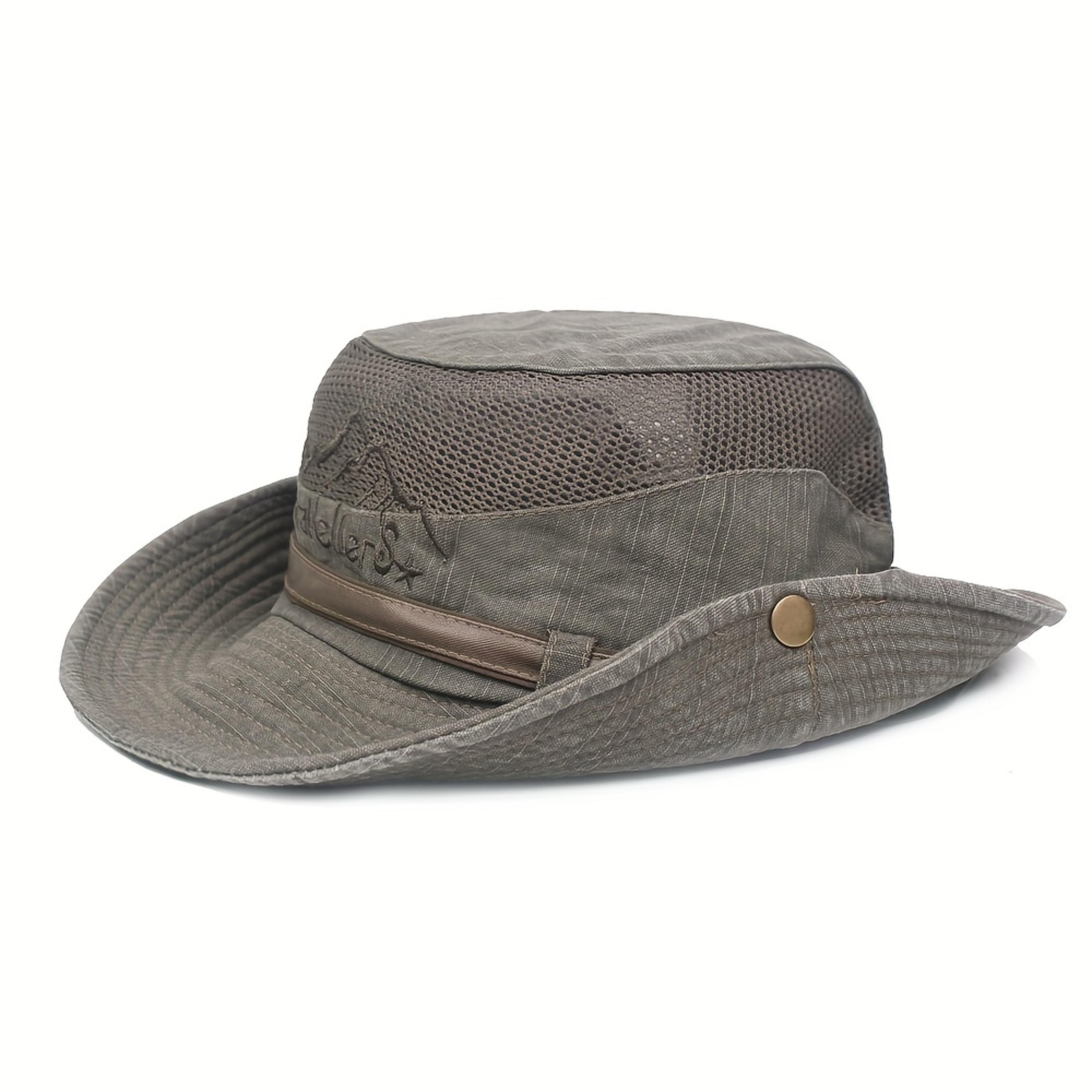 summer panama style mesh bucket hat, men's breathable design, perfect for hiking, fishing, beach sun protection