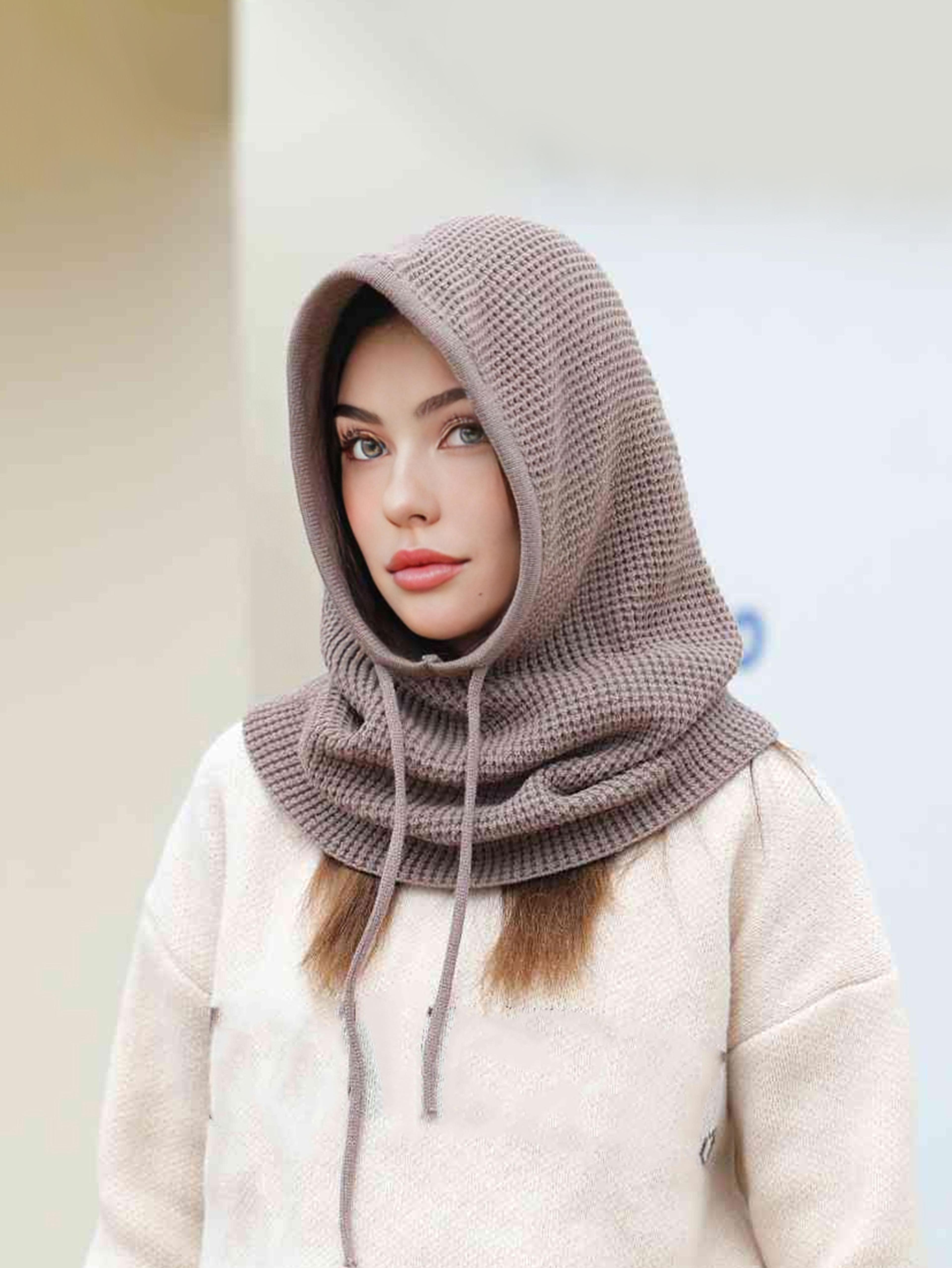one-piece knit balaclavas, a women winter beanie hats, mask neck circle scarf ski snow hat for outdoor sports