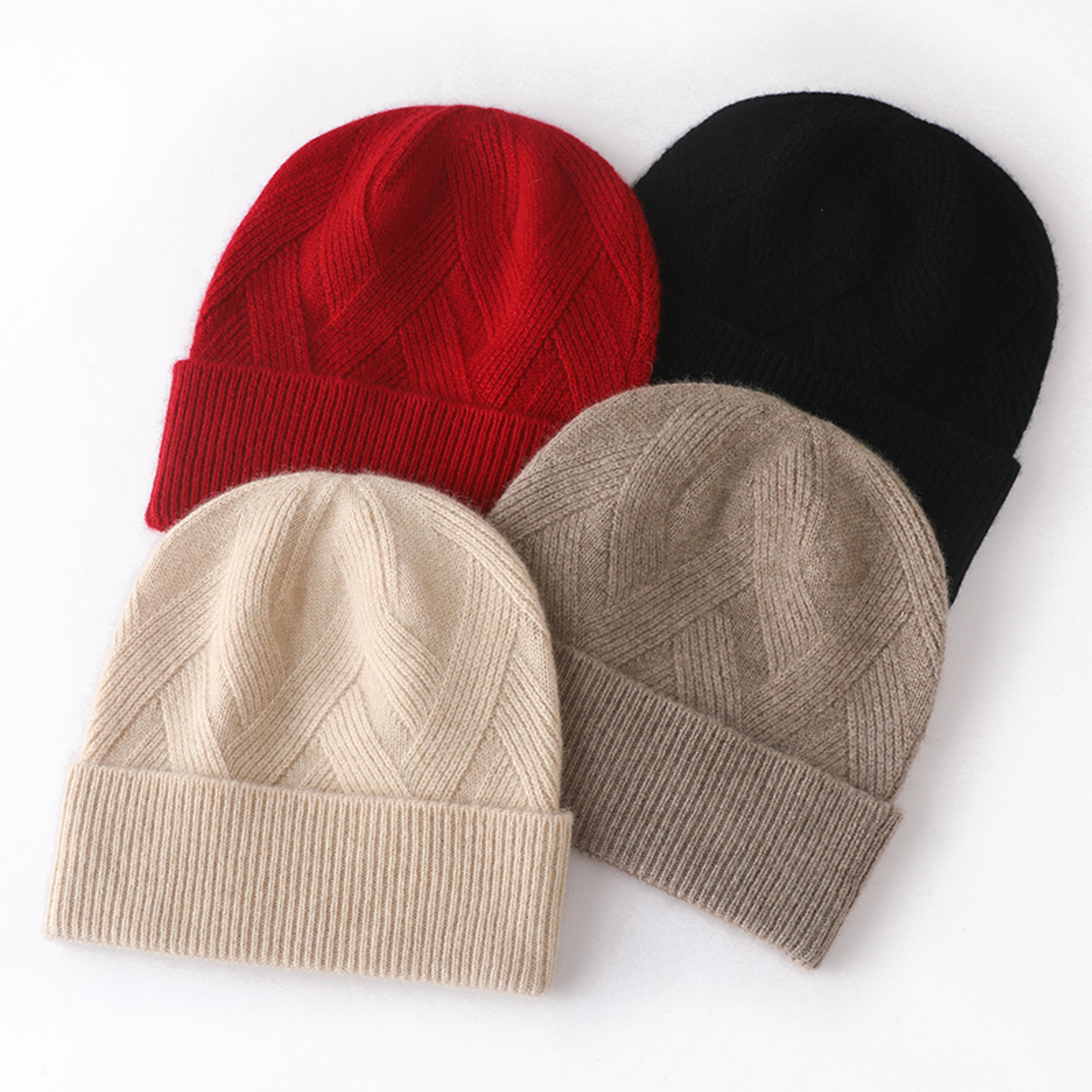 new 100% pure cashmere women hat winter, soft warm knitted headgear, lady fashion casual thicken cap