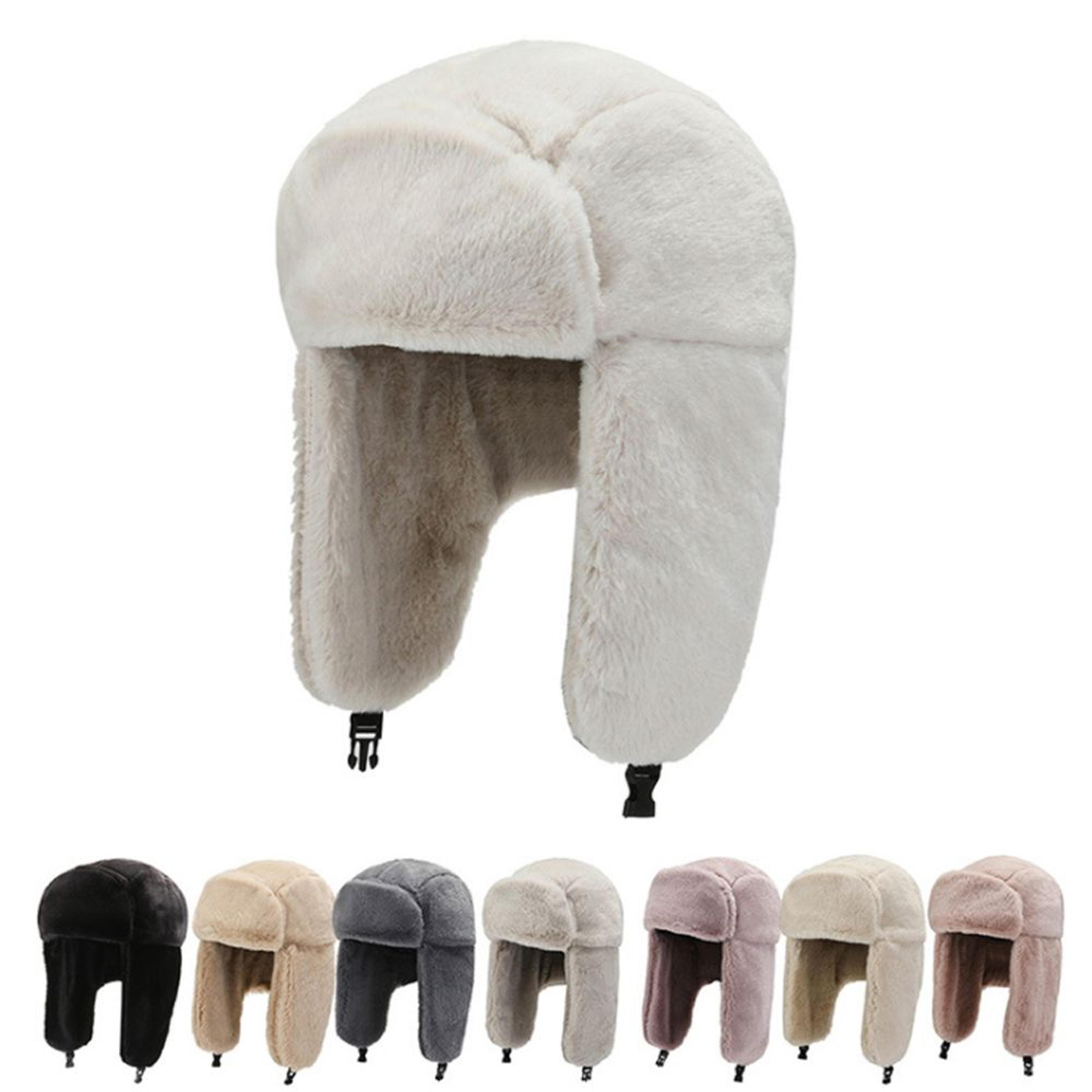 warm winter hat for men women, thick plush russian ushanka, trapper snow cap with earflap bonnet