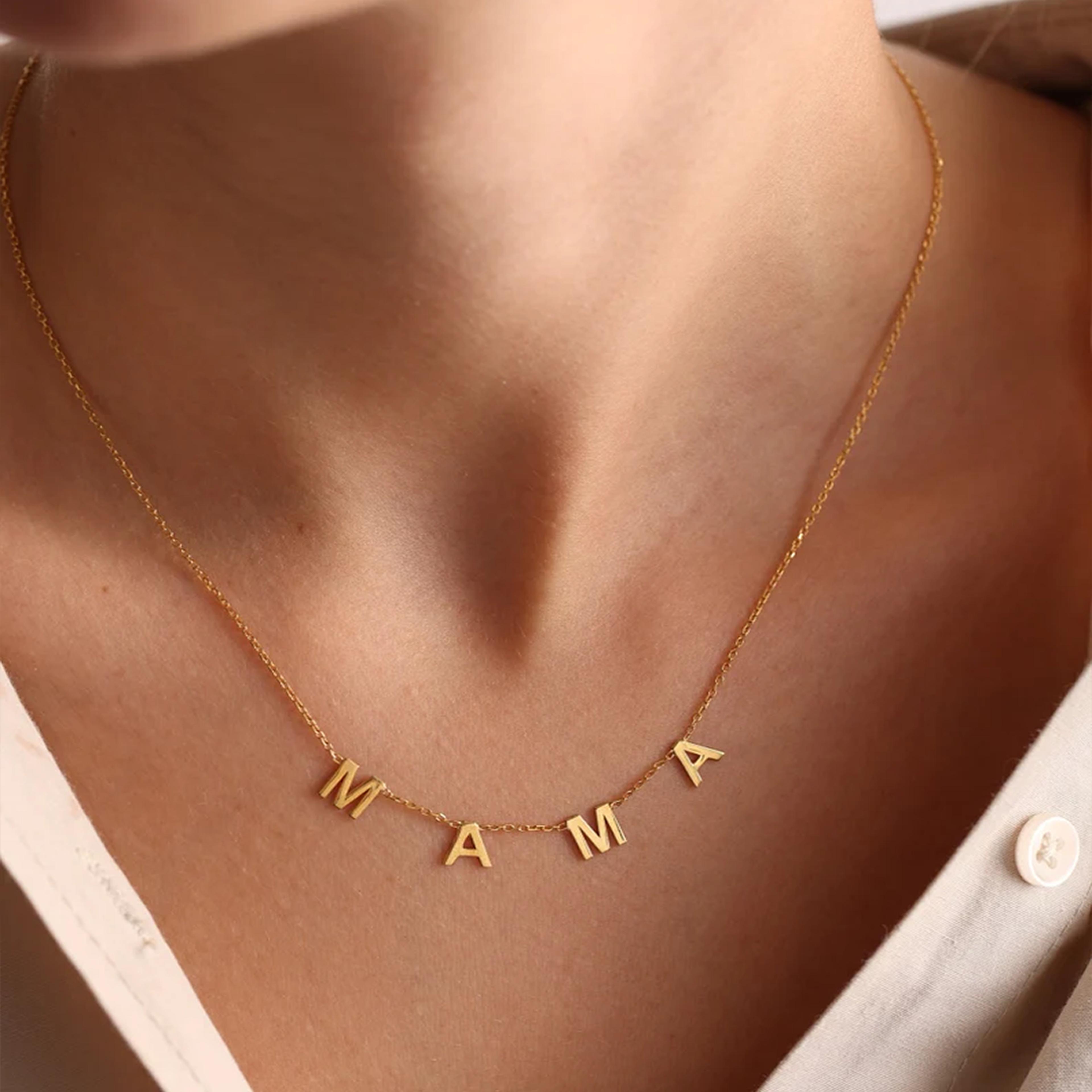 mama pave letter necklace