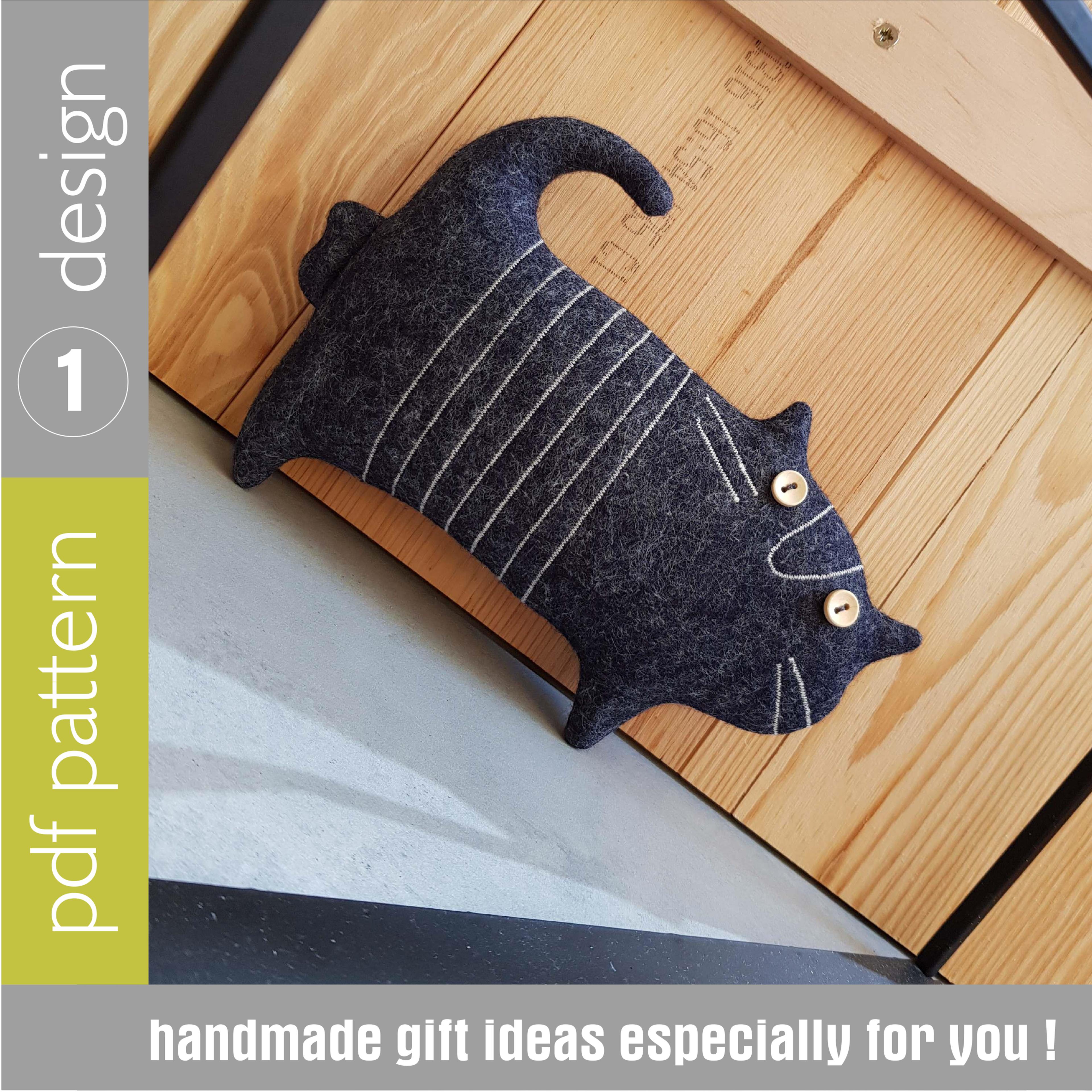 halloween doll sewing pattern pdf, felt black cat with testicles, digital tutorial in english. stuffed animal pattern