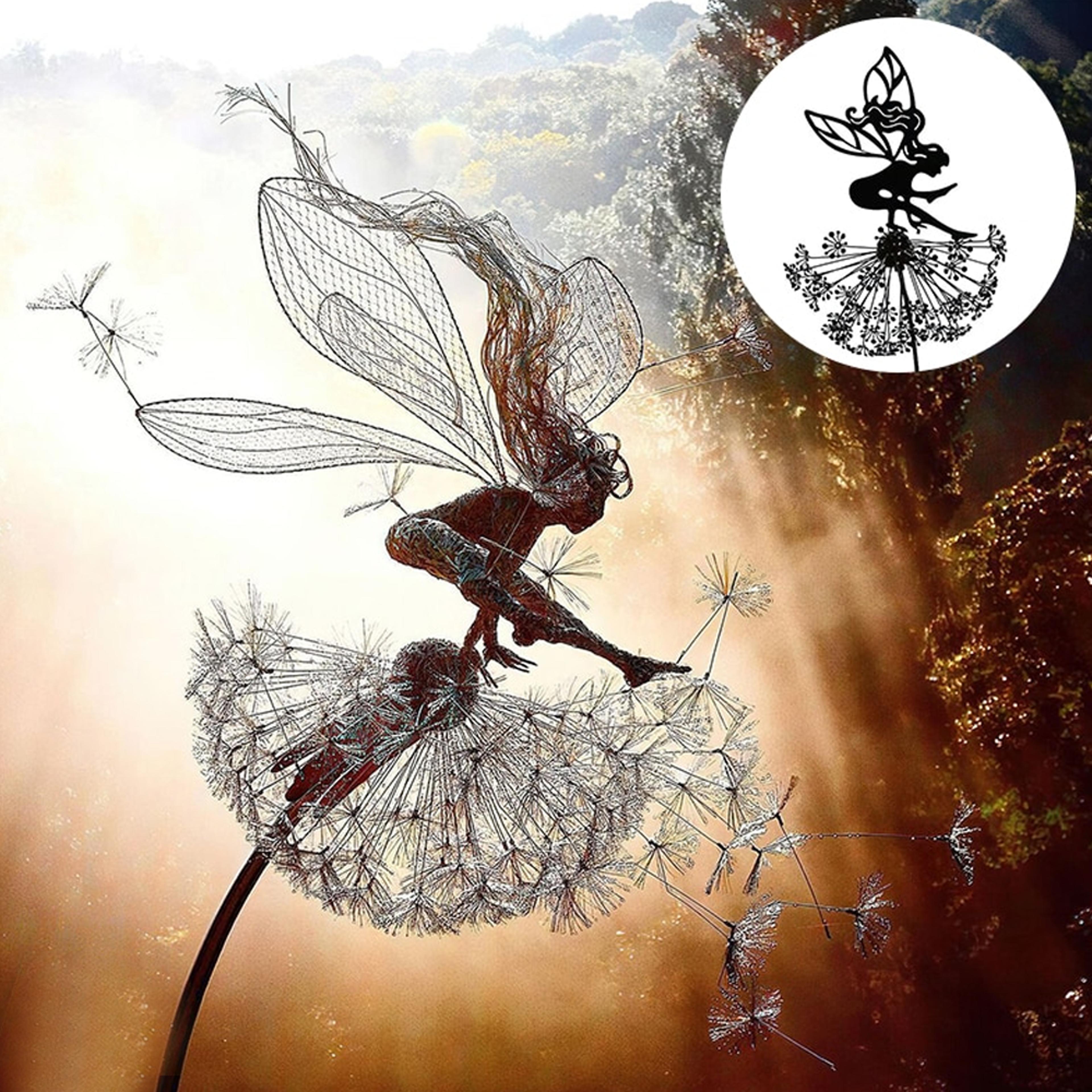 fairy steel garden sculptures - magical metal fairies for enchanting outdoor decor, gift for garden lovers