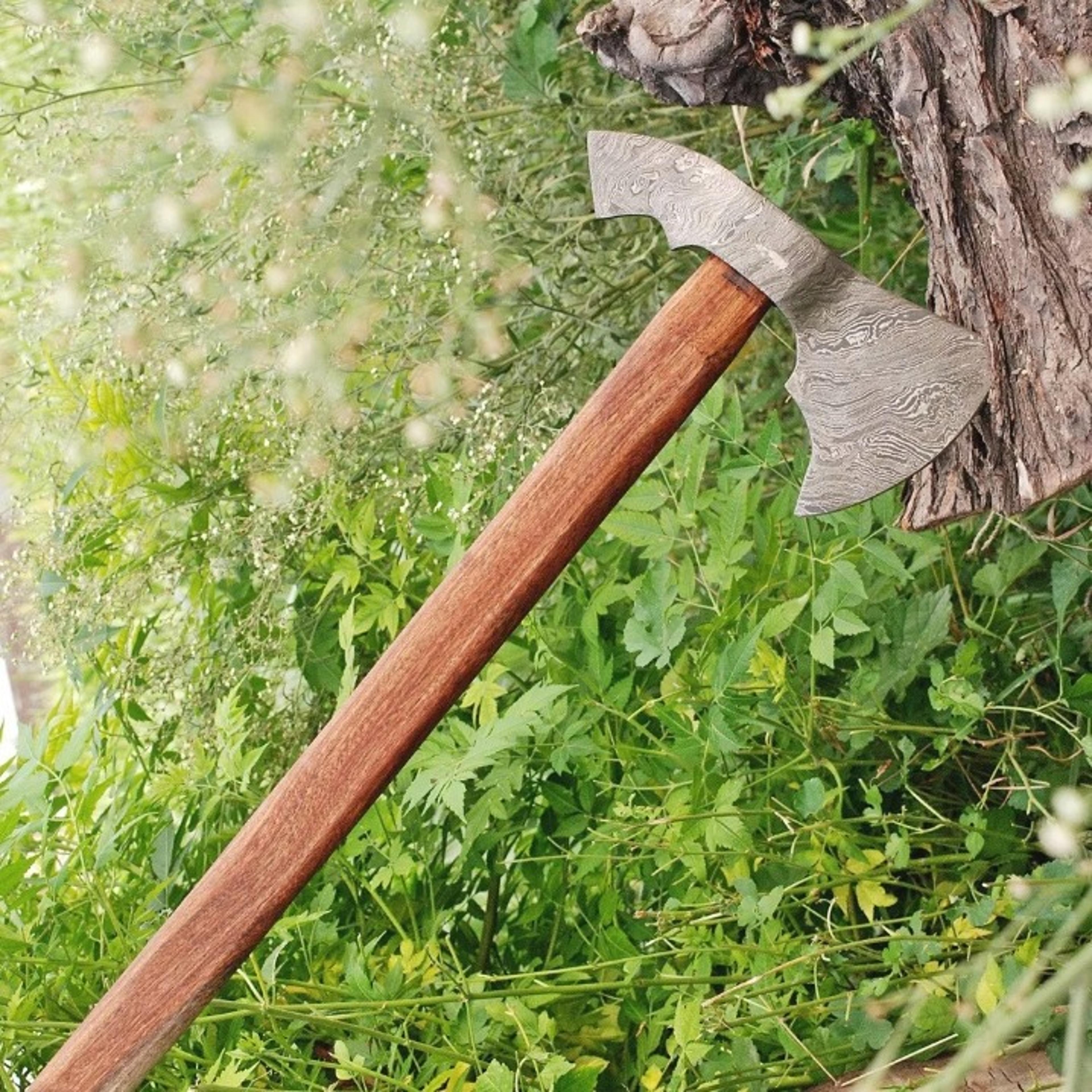 handmade damascus steel hatchet tomahawk hunting viking axe