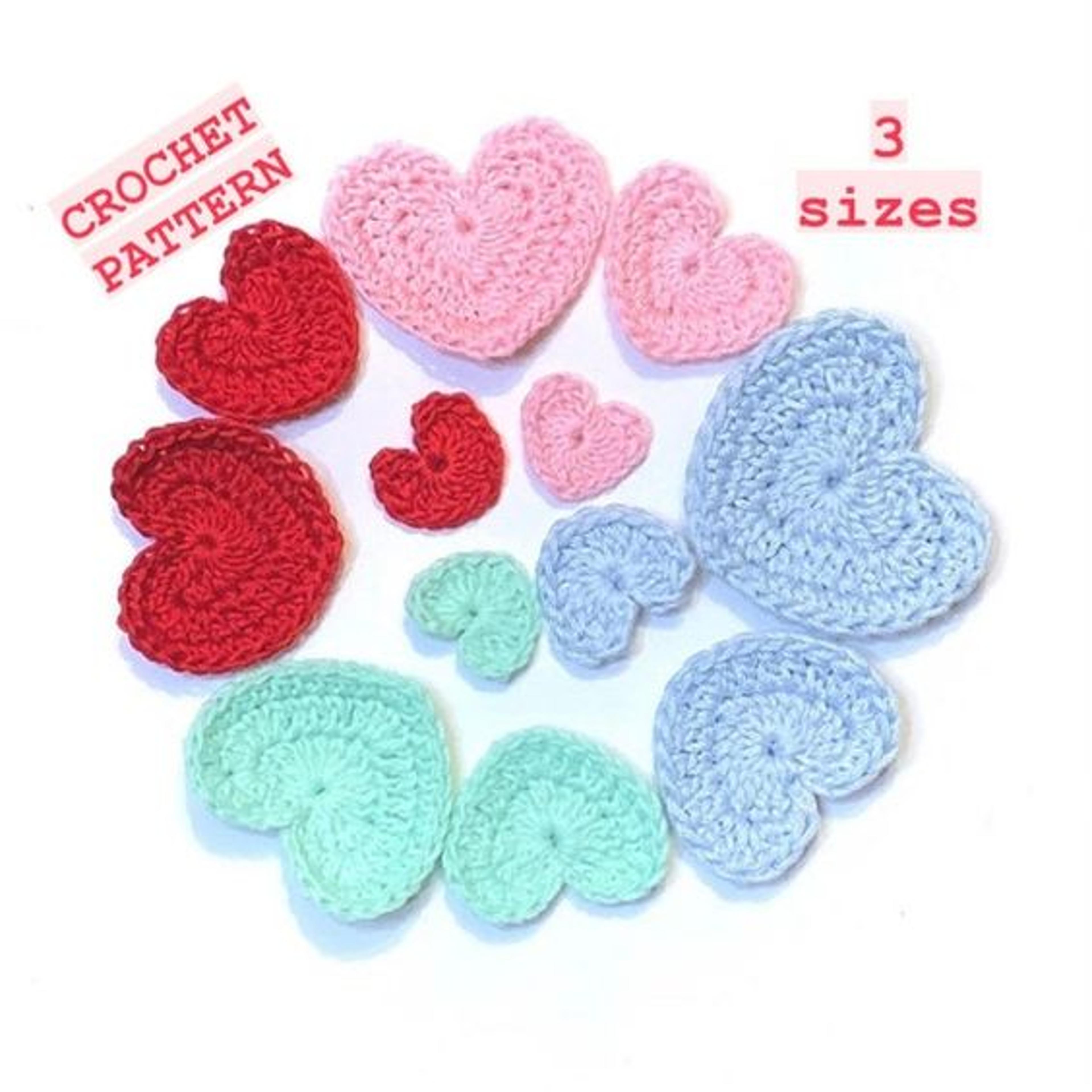 valentine's day hearts 3 sizes crochet pattern amigurumi stuff heart home decor love gift