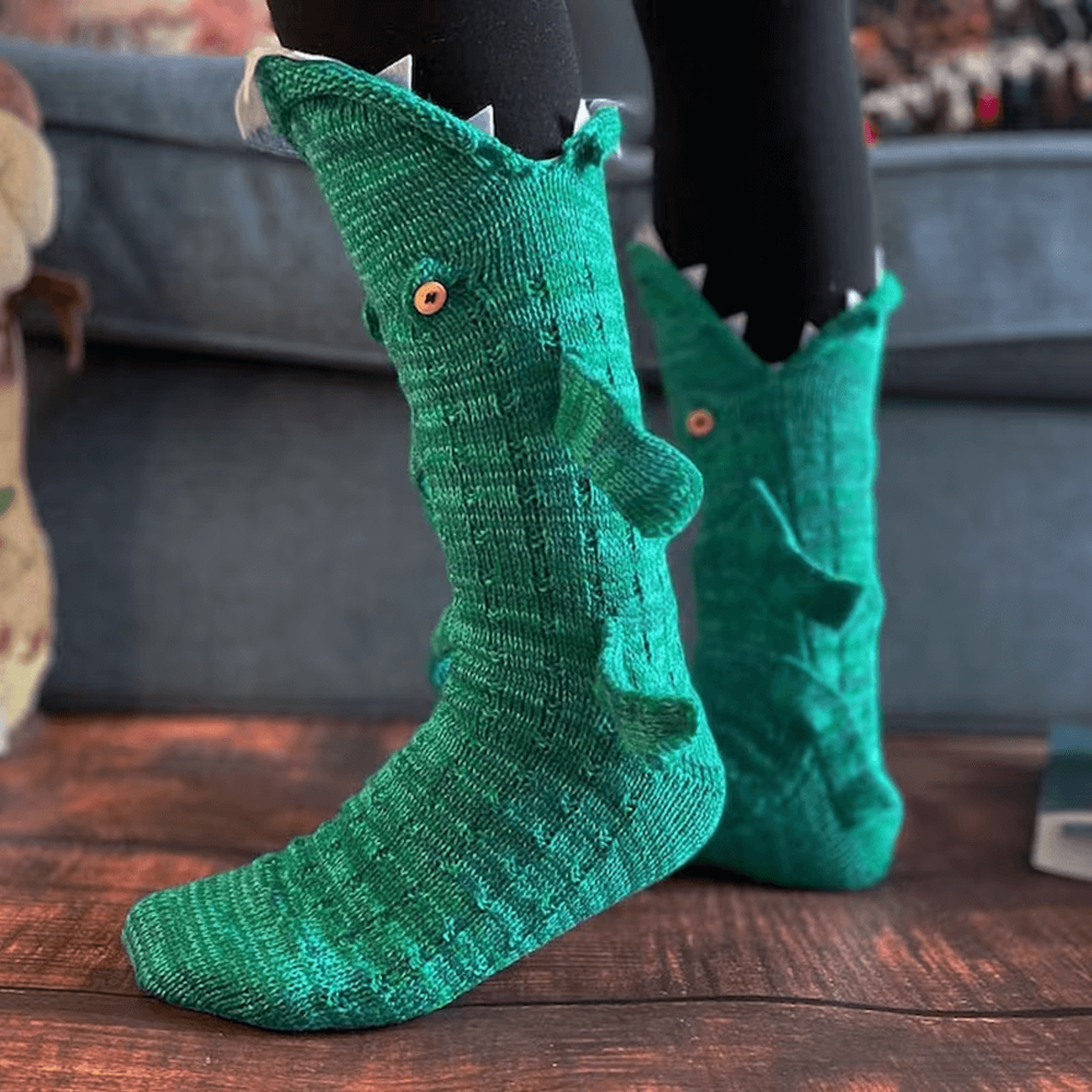 funny knit crocodile socks for men & women