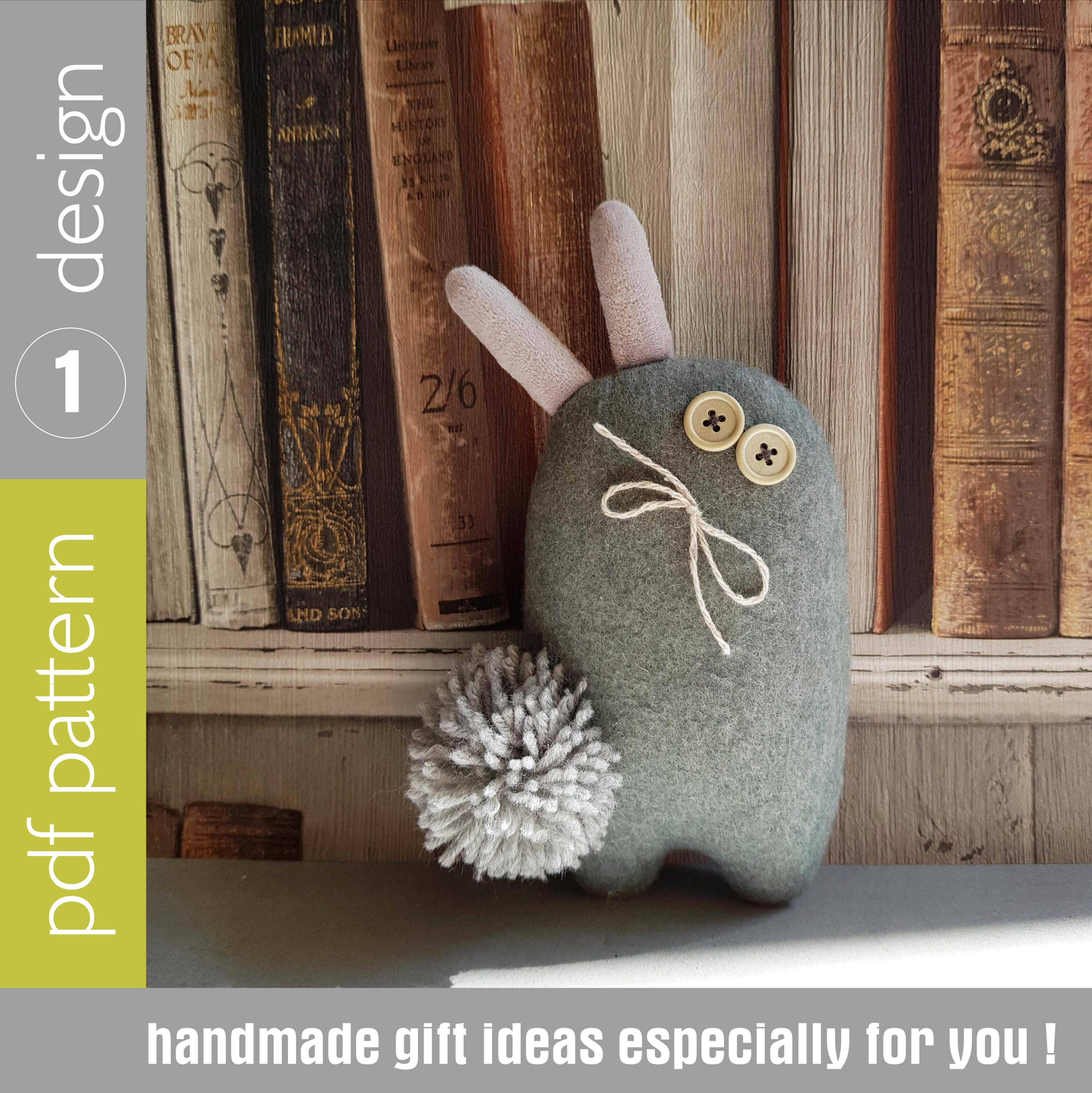 gray bunny sewing pattern pdf, digital tutorial in english. easter craft. stuffed animal diy. easter bunny pattern.