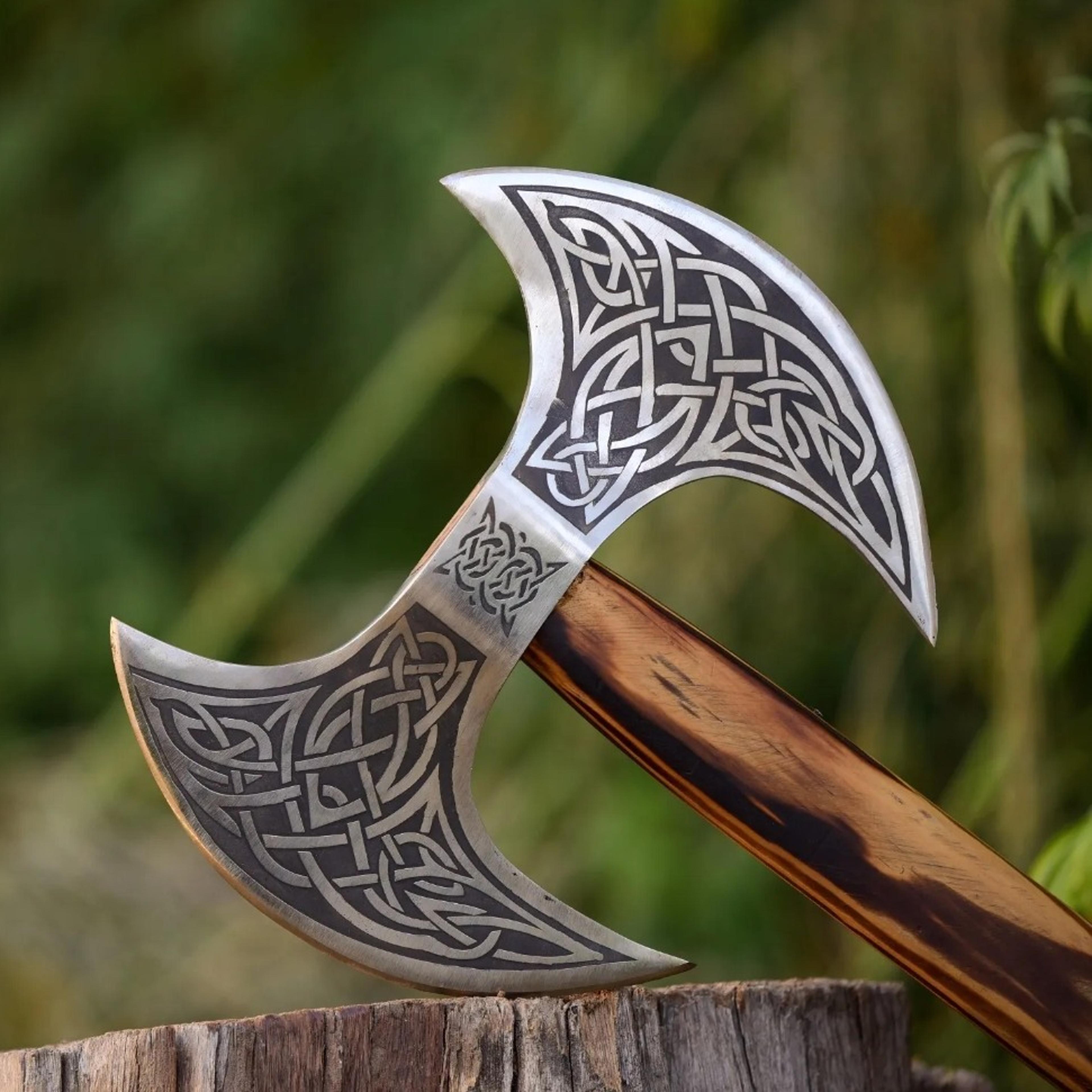 handmade viking carbon steel double head tomahawk axe hatchet hunting axe