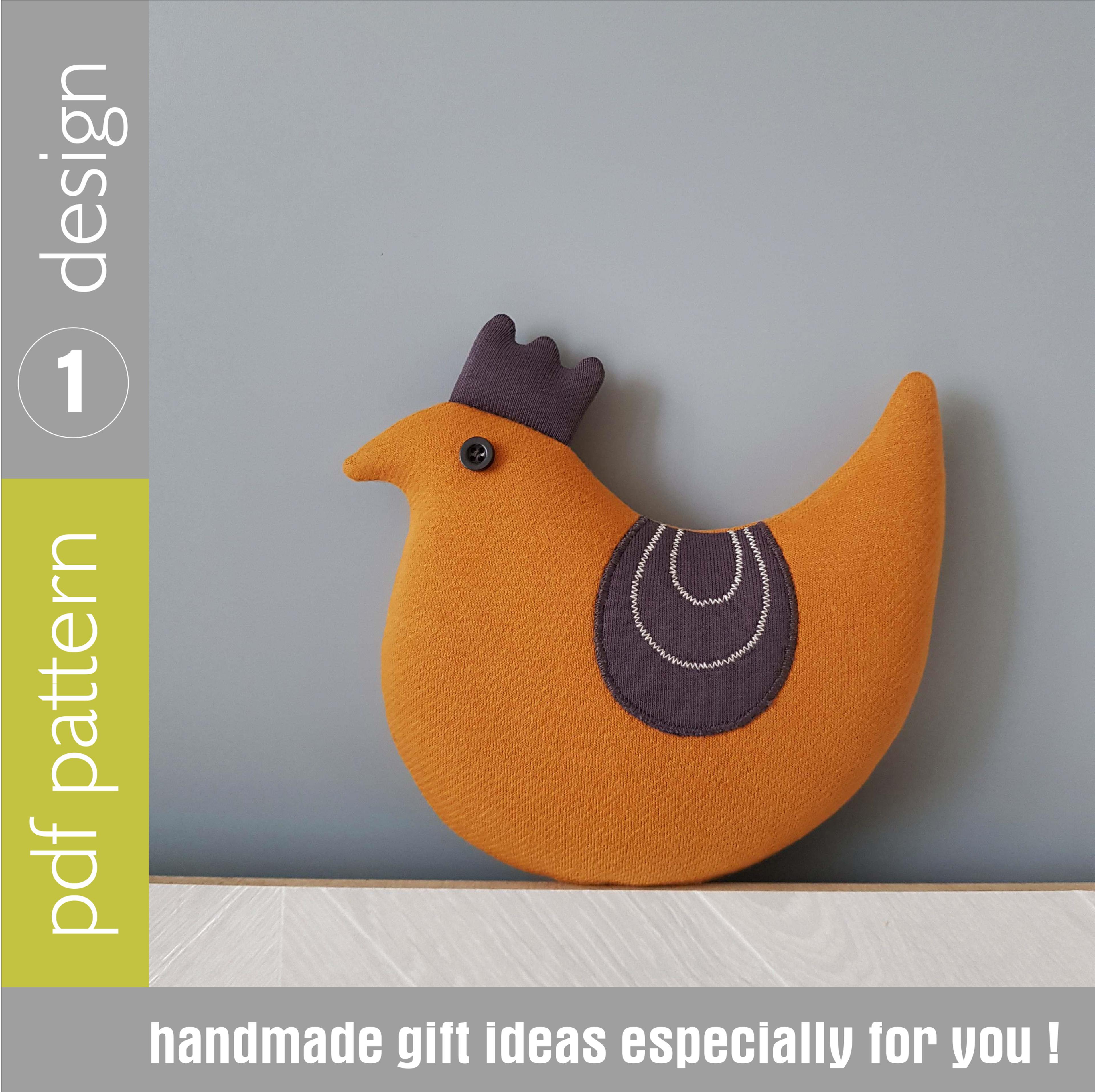 easter chicken sewing pattern pdf, digital tutorial in english. stuffed animal pattern. easter craft