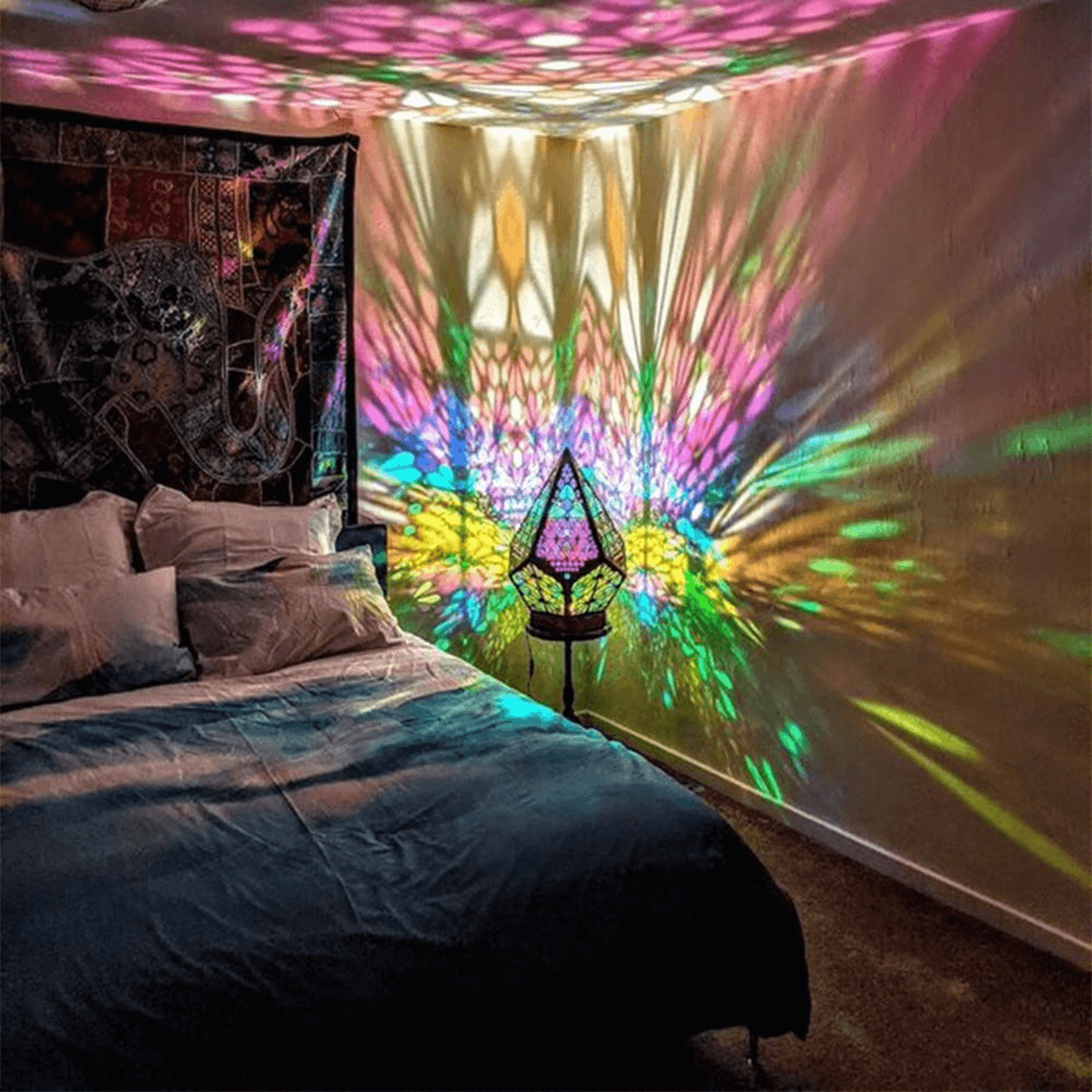 bohemian polar star wooden floor lamp