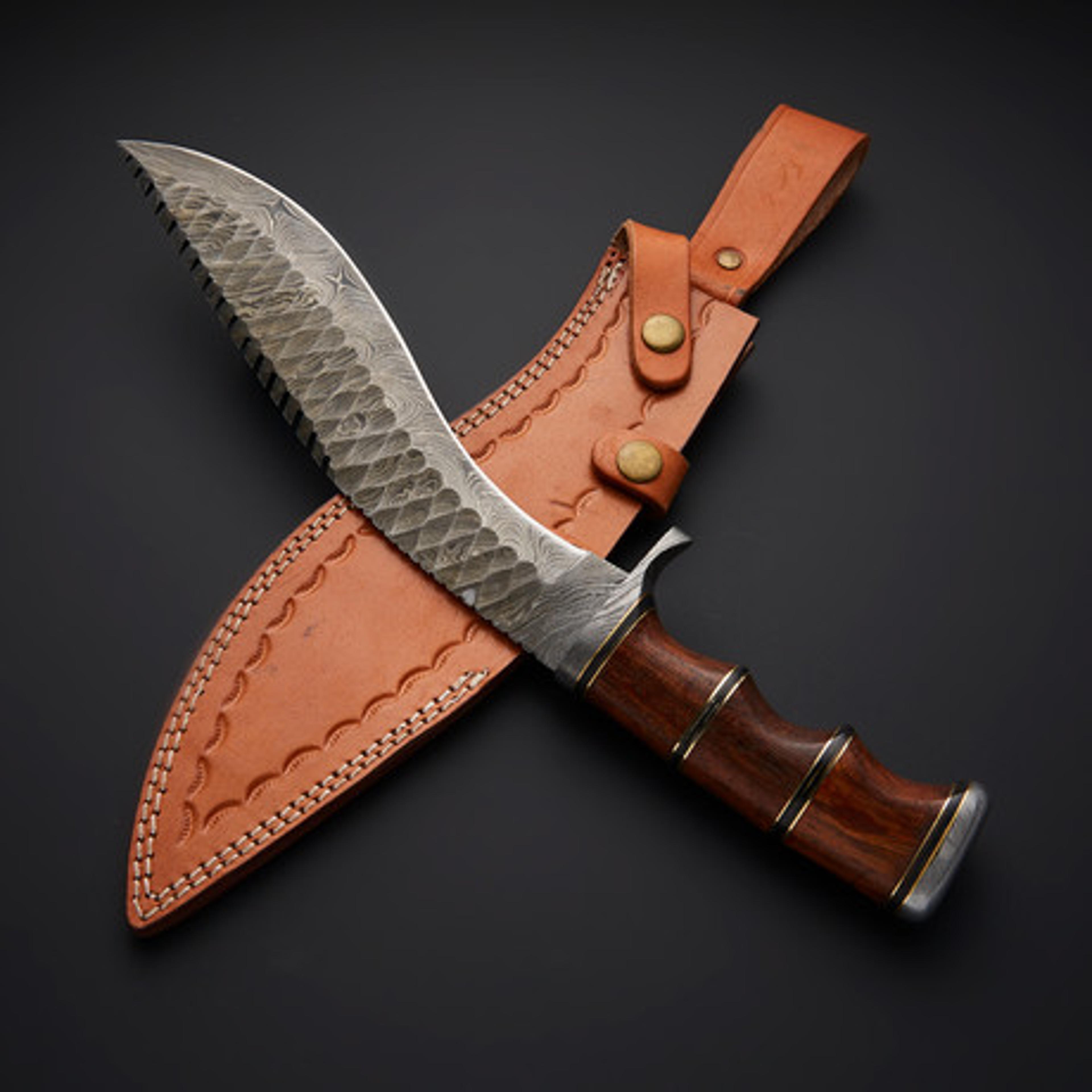 damascus steel knife, hunting knife with sheath, fixed blade camping knife, bowie knife, handmade knives, gifts for men