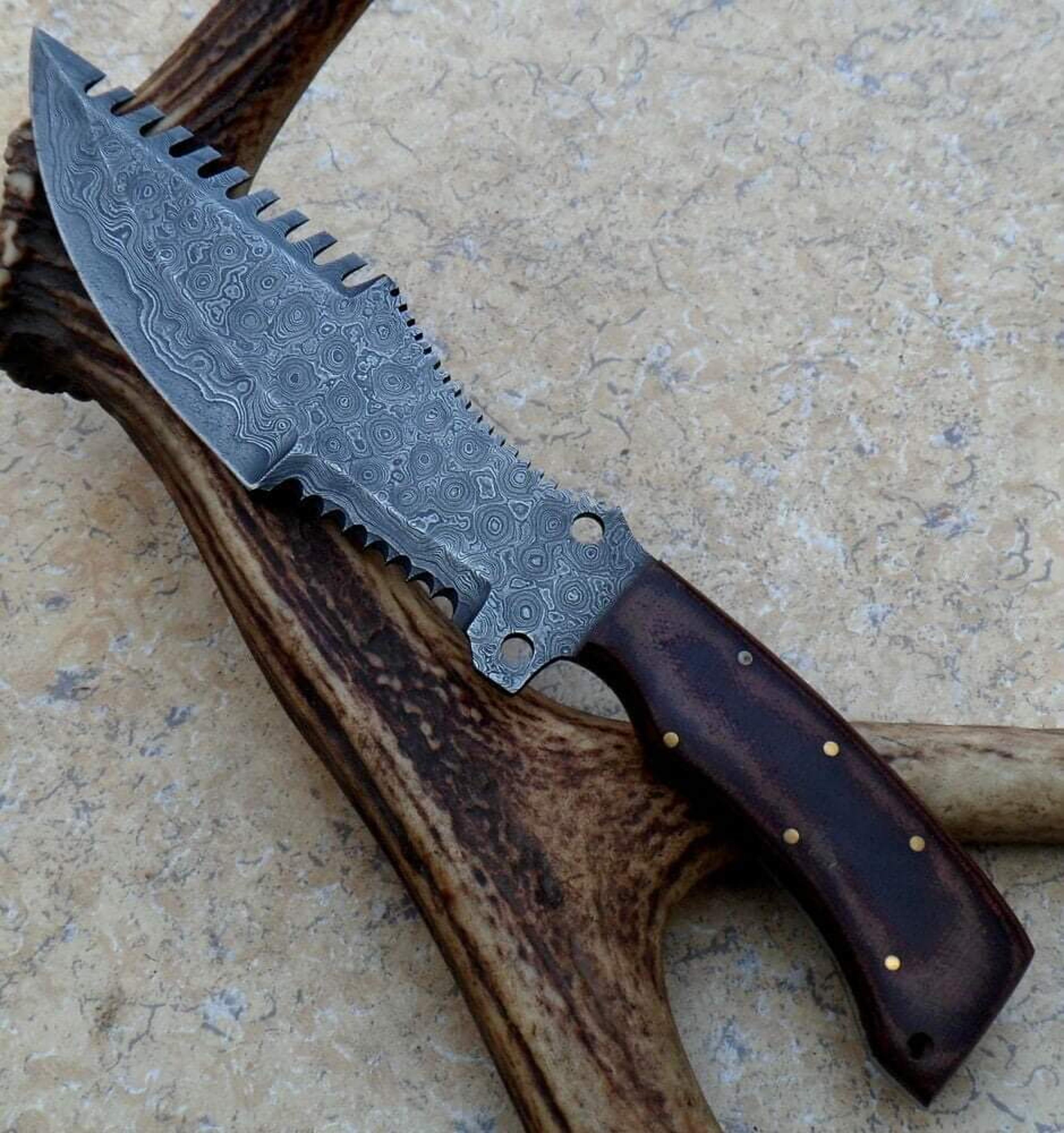 damascus steel knife, hunting knife with sheath, fixed blade camping knife, bowie knife, handmade knives, gifts for men