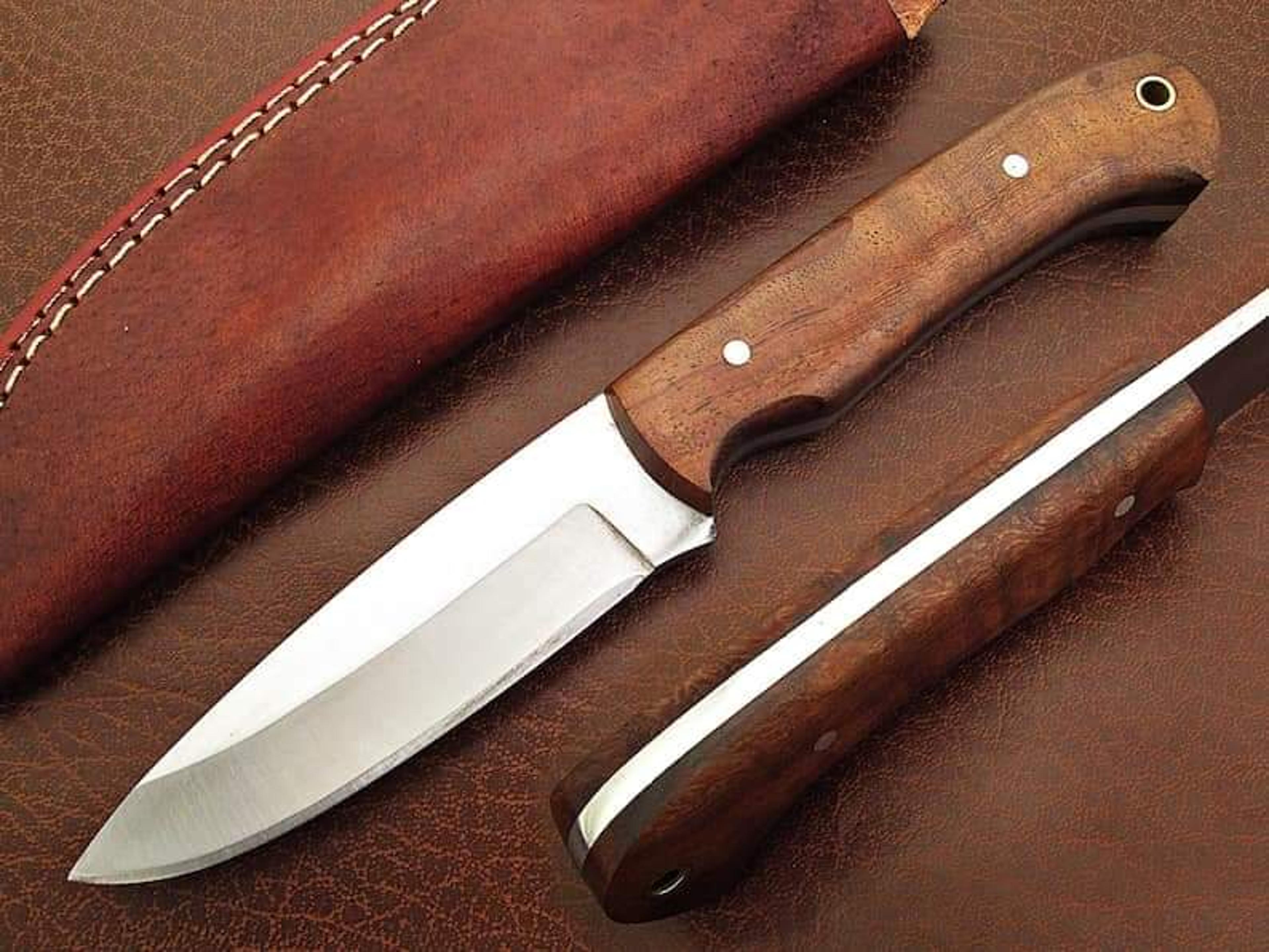 stainless steel knife, hunting knife with sheath, fixed blade camping knife, bowie knife, handmade knives, gifts for men
