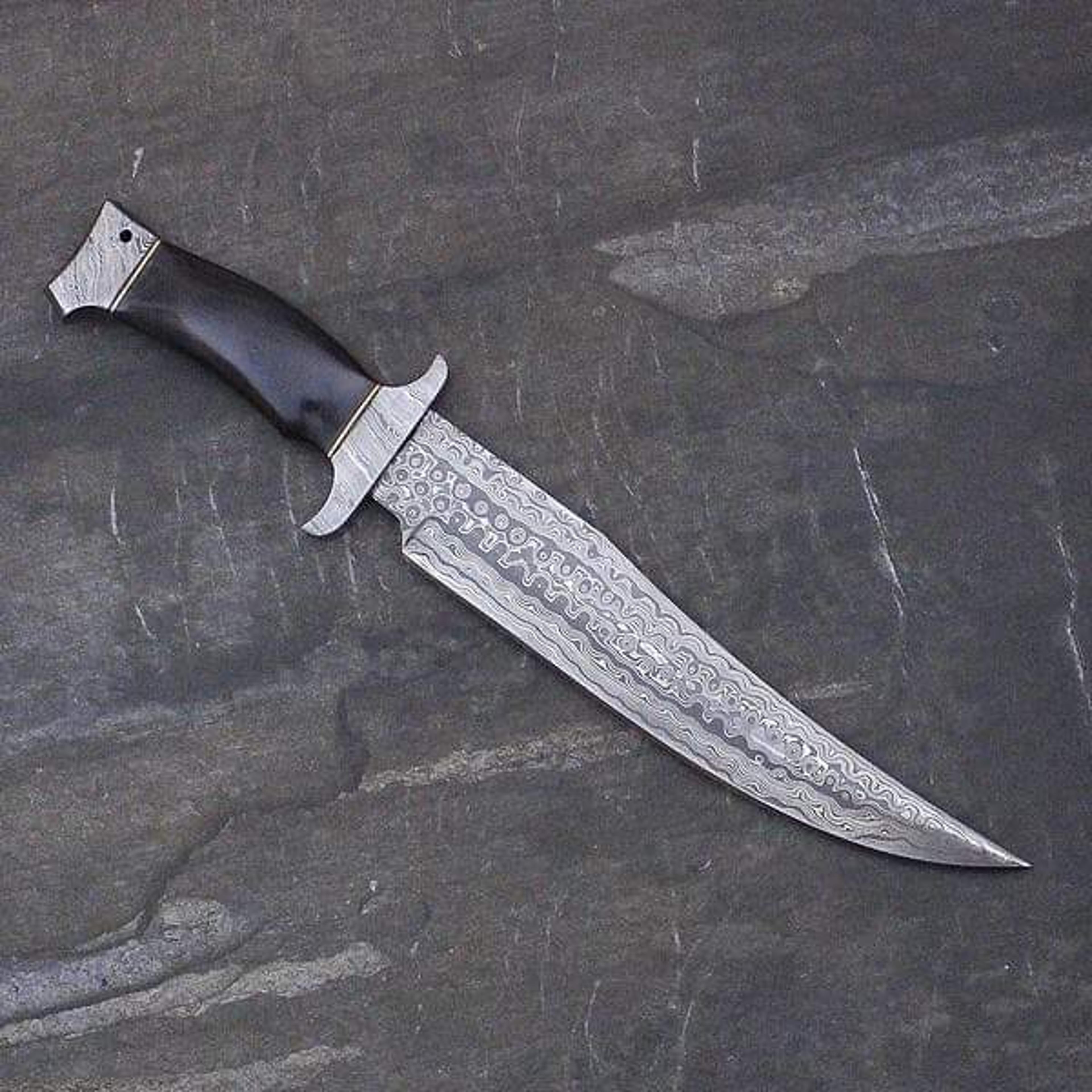 damascus steel knife, hunting knife with sheath, fixed blade camping knife, bowie knife, handmade knives, gifts for men