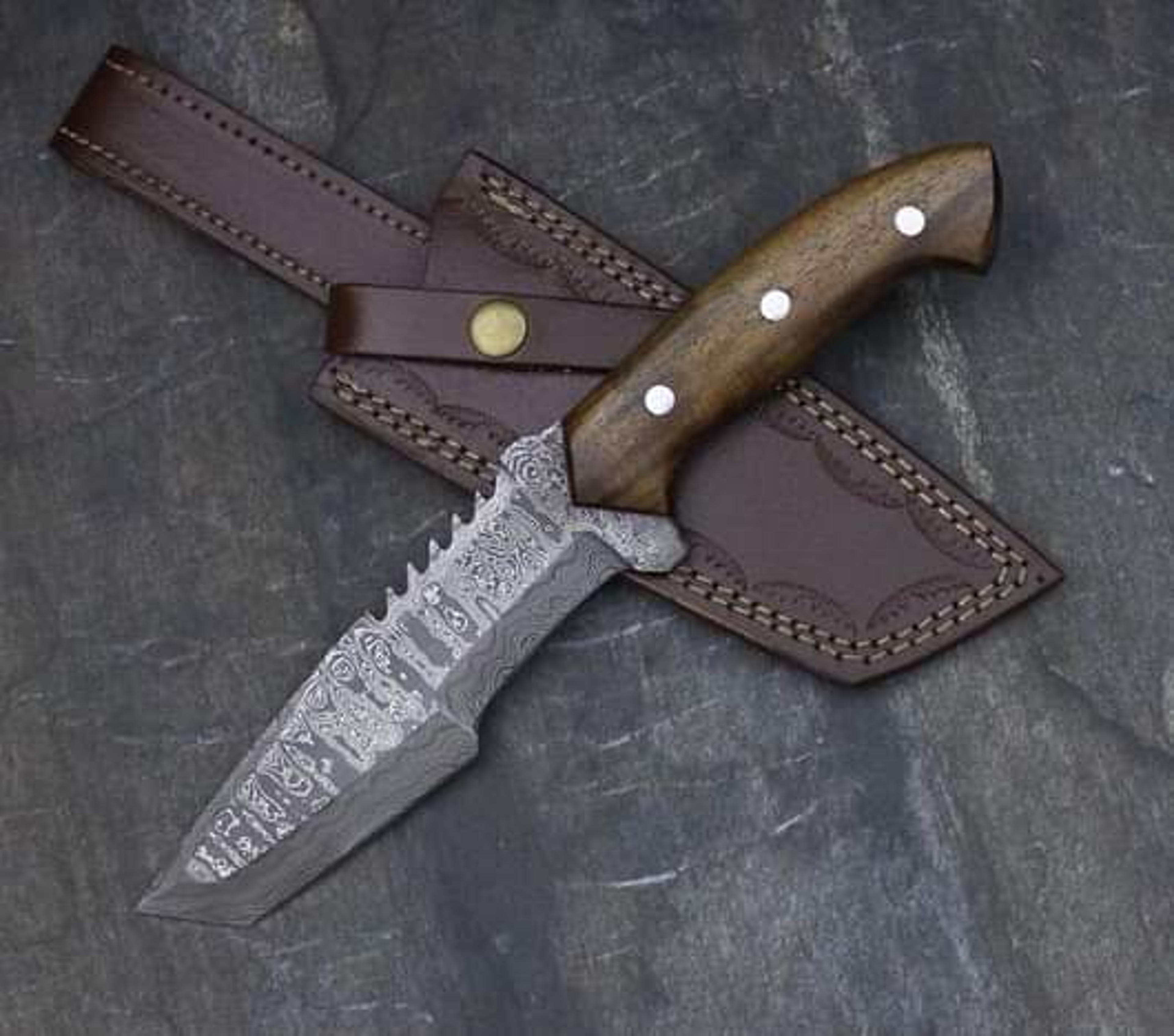 carbon steel hunting knife with sheath – handmade bowie knife for camping – gifts for men