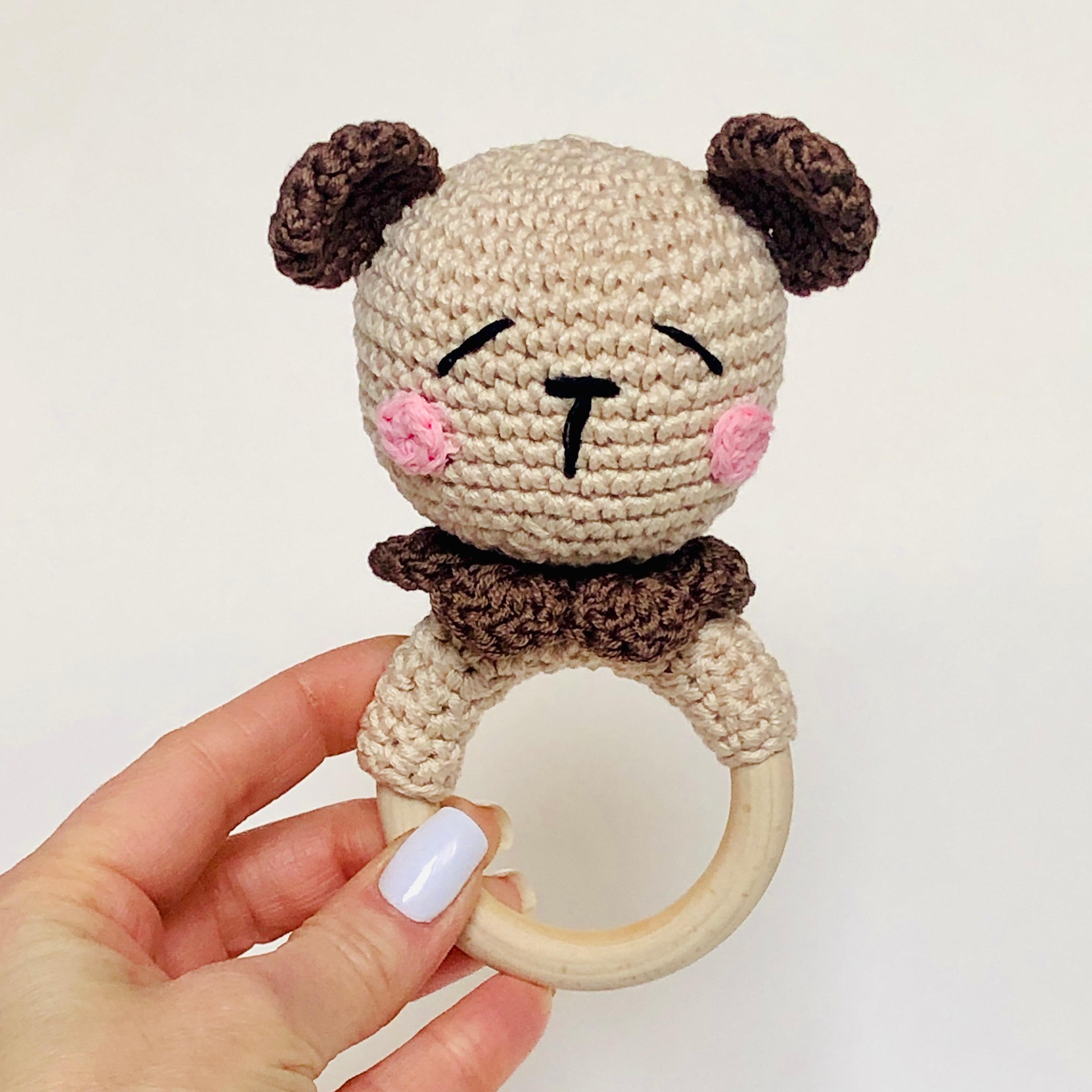 crochet pattern bear ears rattleteething ring wooden amigurumi crochet teether stuffed animal patterns little bear diy