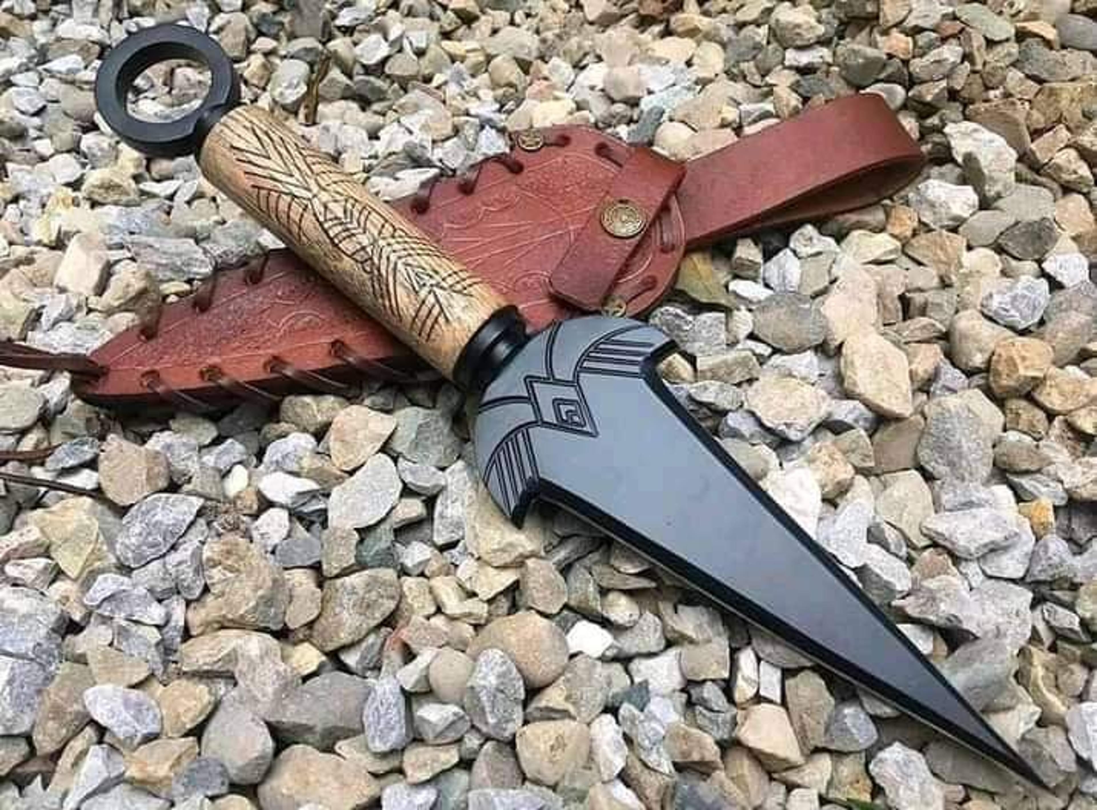 carbon steel knife, hunting knife with sheath, fixed blade camping knife, bowie knife, handmade knives, gifts for men
