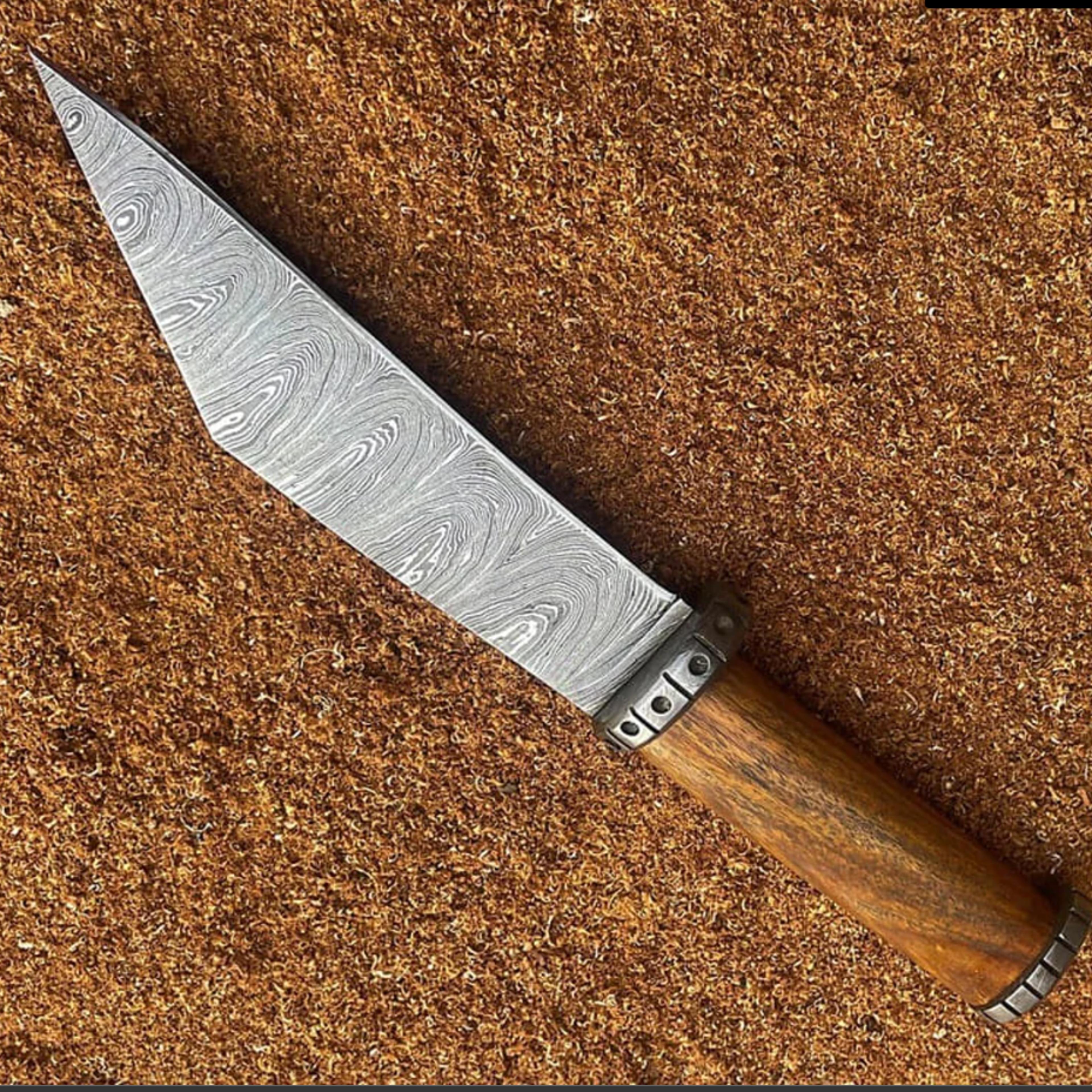 medieval viking damascus knife, damascus hunting knife, viking seax knife