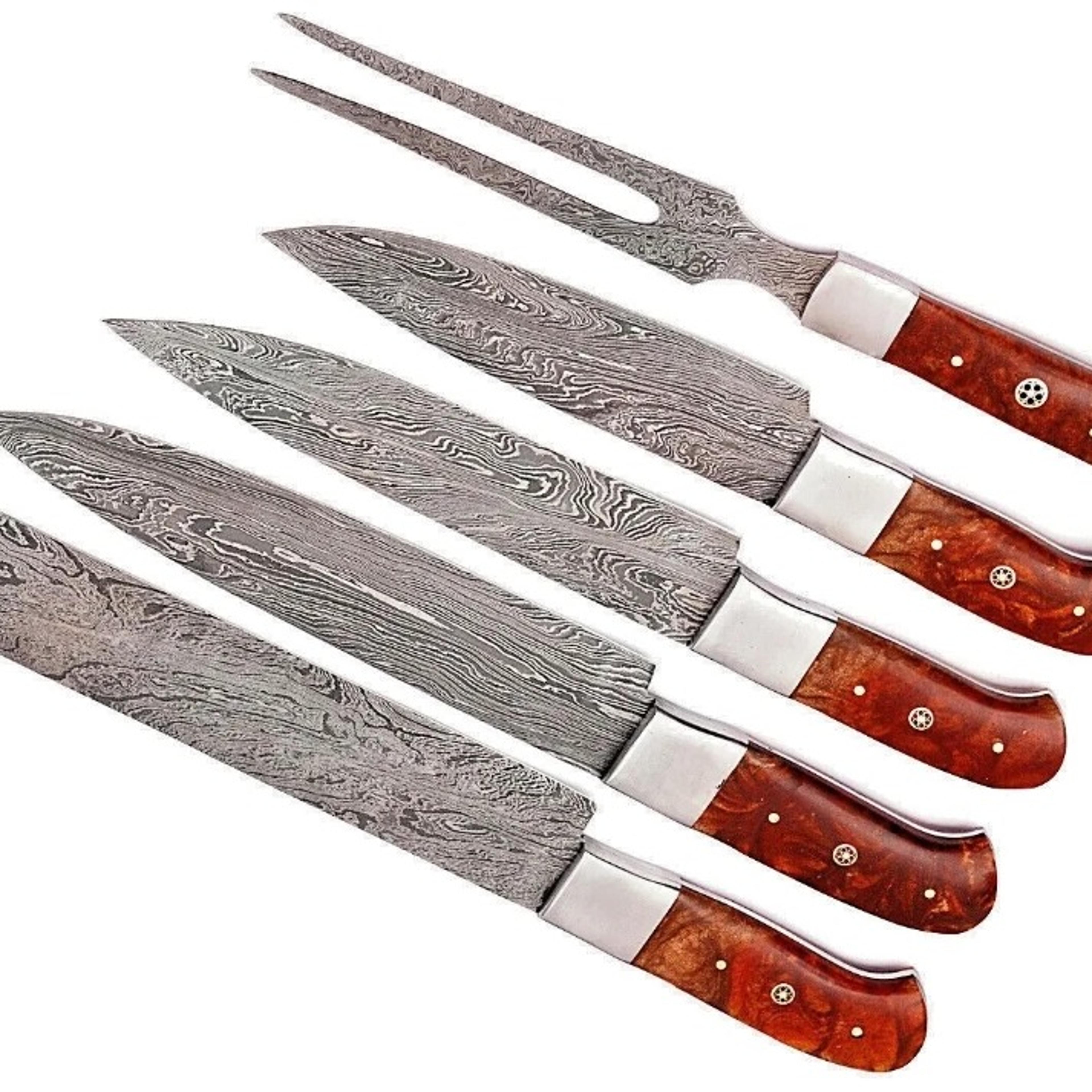 professional kitchen knives sets damascus steel knife sets of 5 pcs