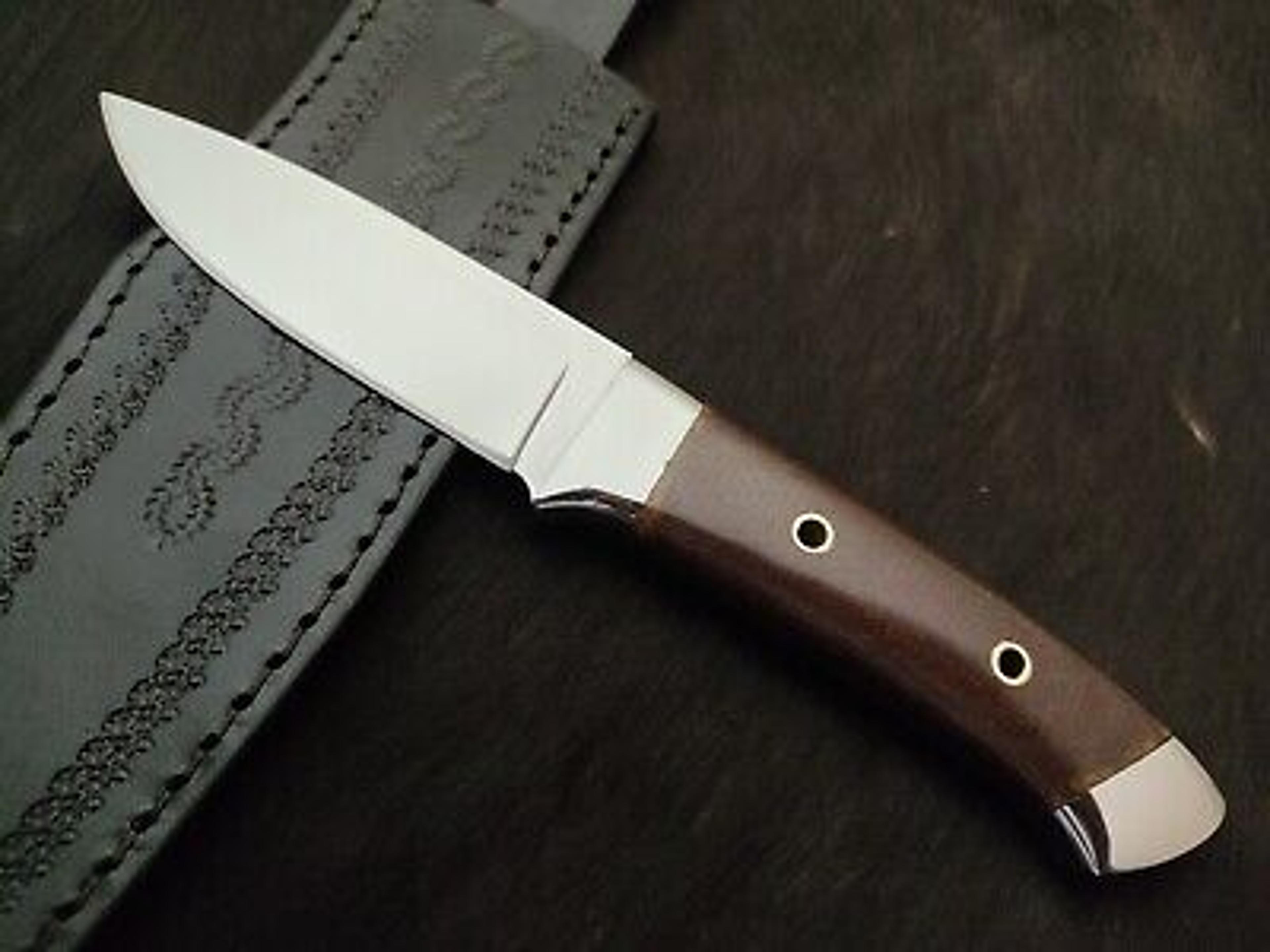 handmade stainless steel hunting knife with sheath, fixed blade bowie knife, camping knife, unique gifts for men