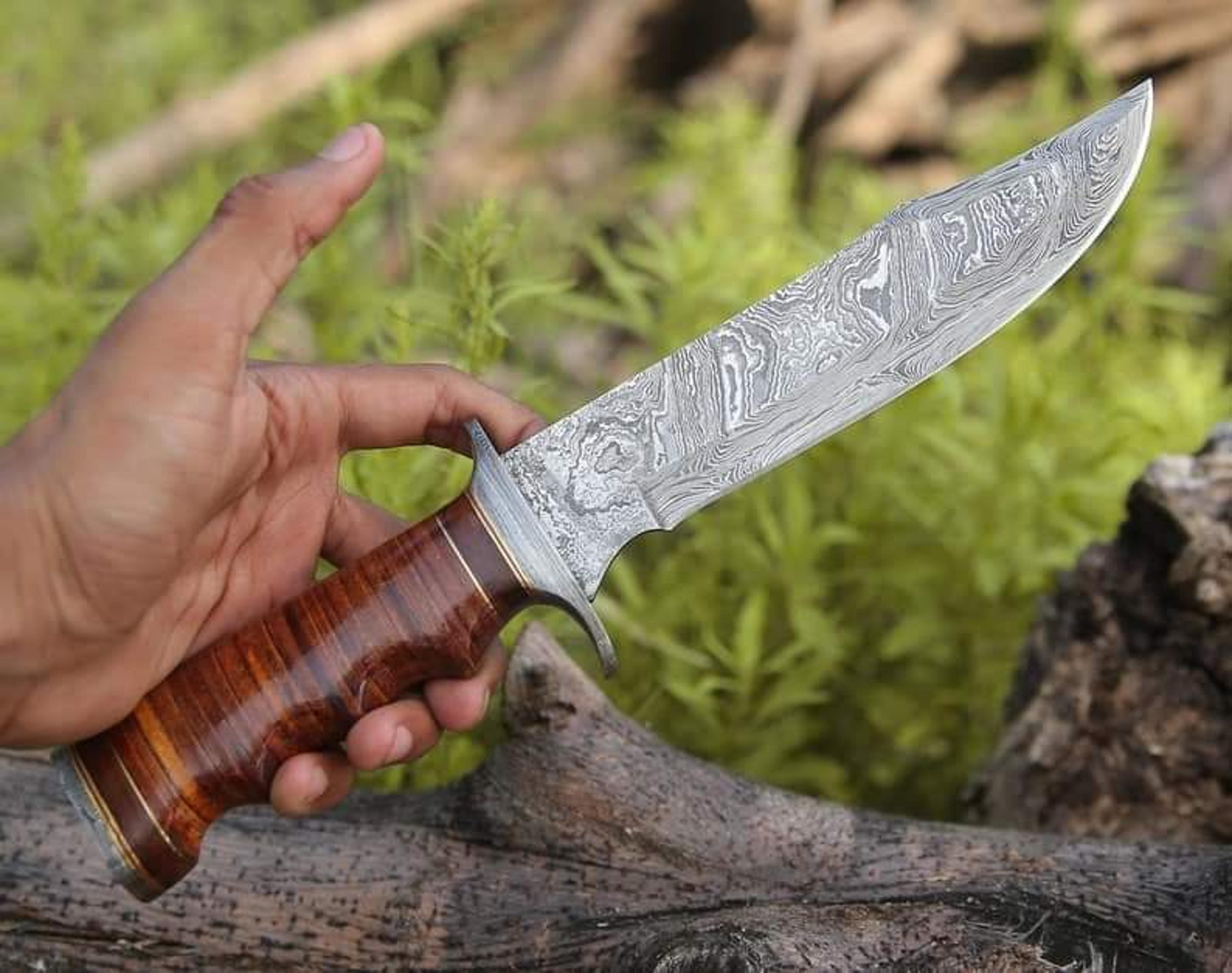 carbon steel knife, hunting knife with sheath, fixed blade camping knife, bowie knife, handmade knives, gifts for men