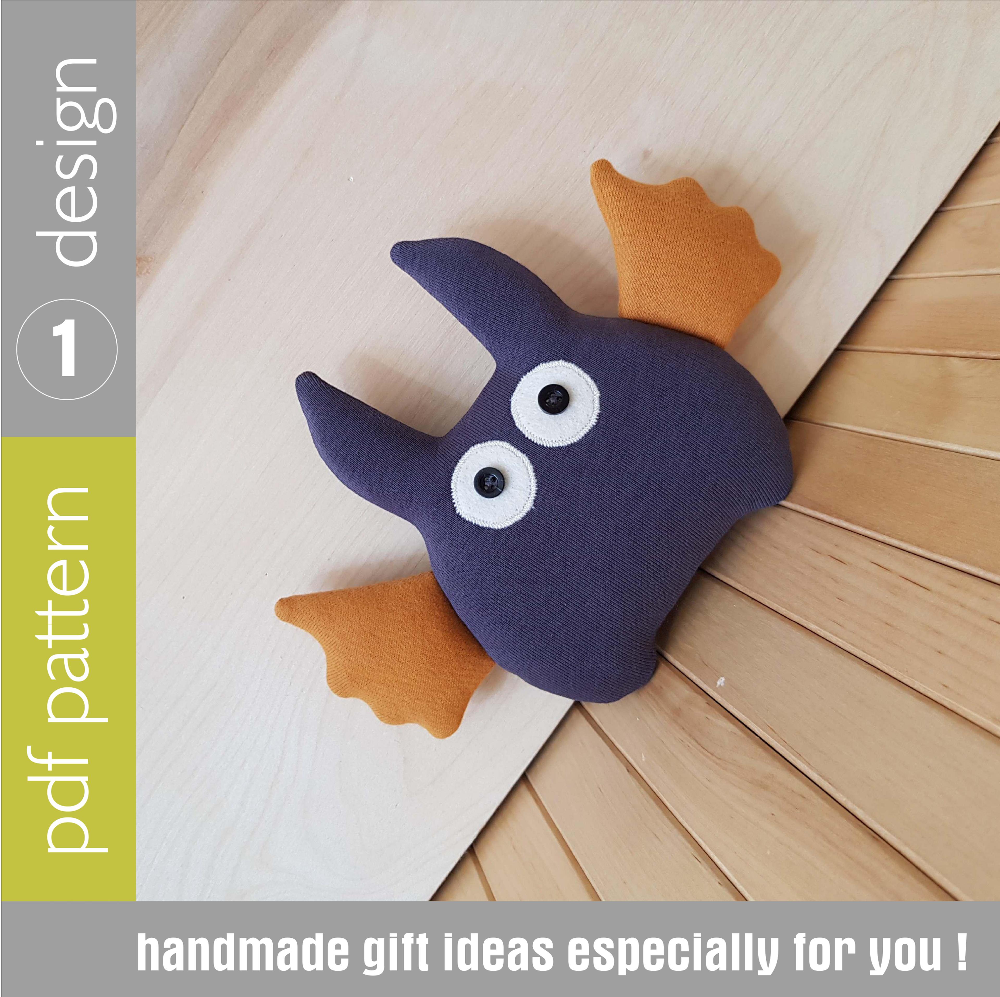 halloween doll sewing pattern pdf funny bat, digital tutorial in english, halloween craft diy