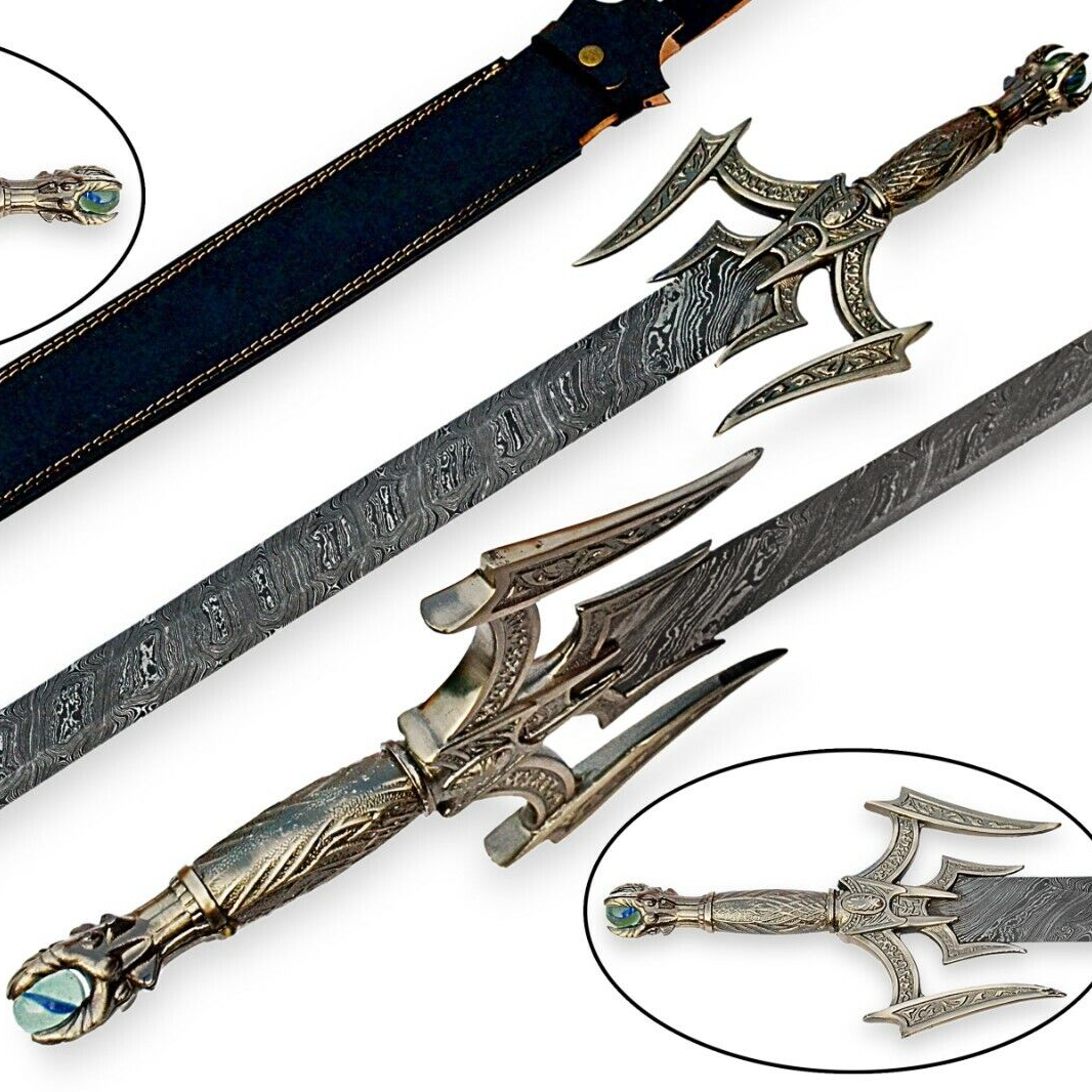 barbarians sword viking sword - hand forged damascus steel with carbon steel