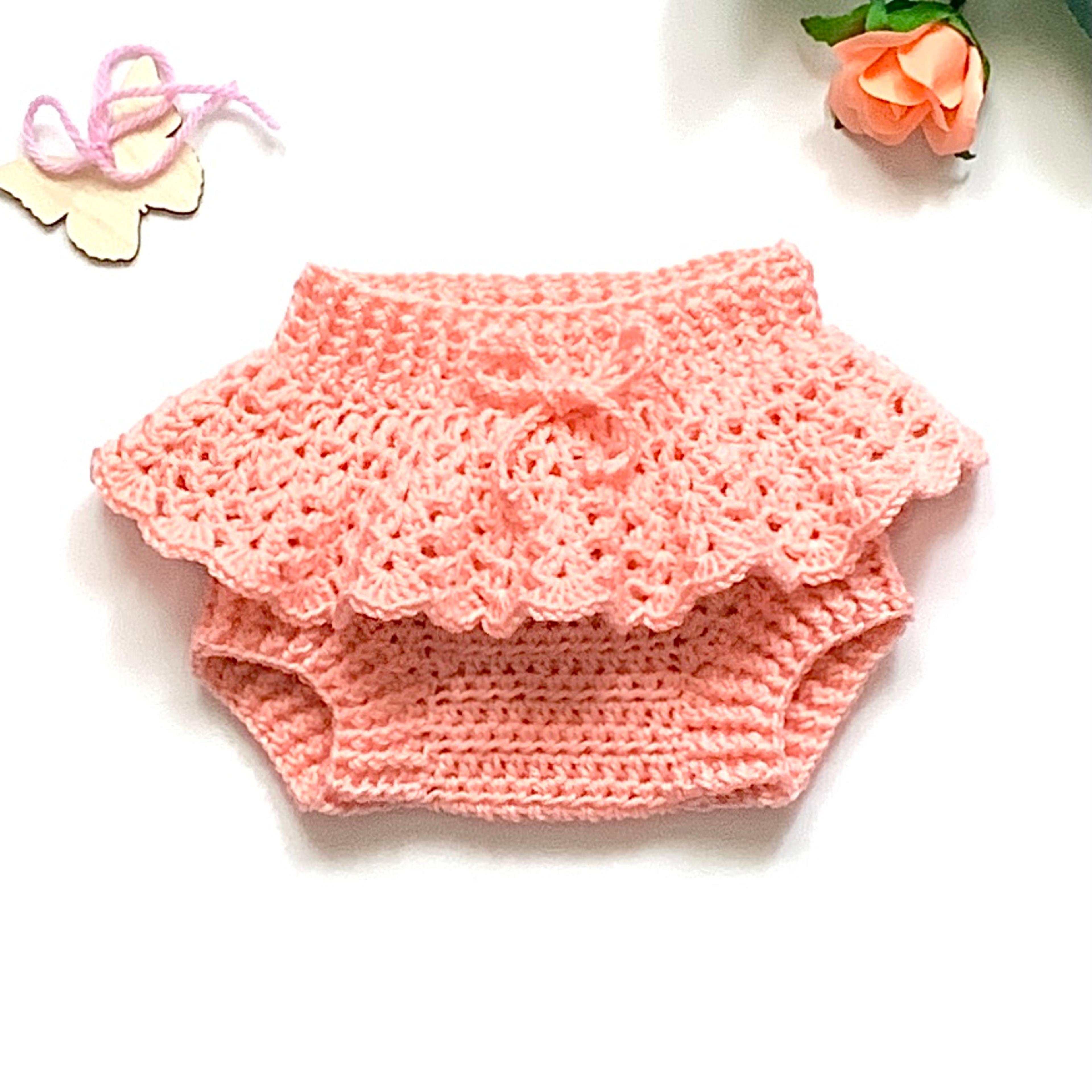 crochet baby diaper covers crochet pattern 0-3 months diaper newborn girl lacy attached bloomers with skirt ruffles diy