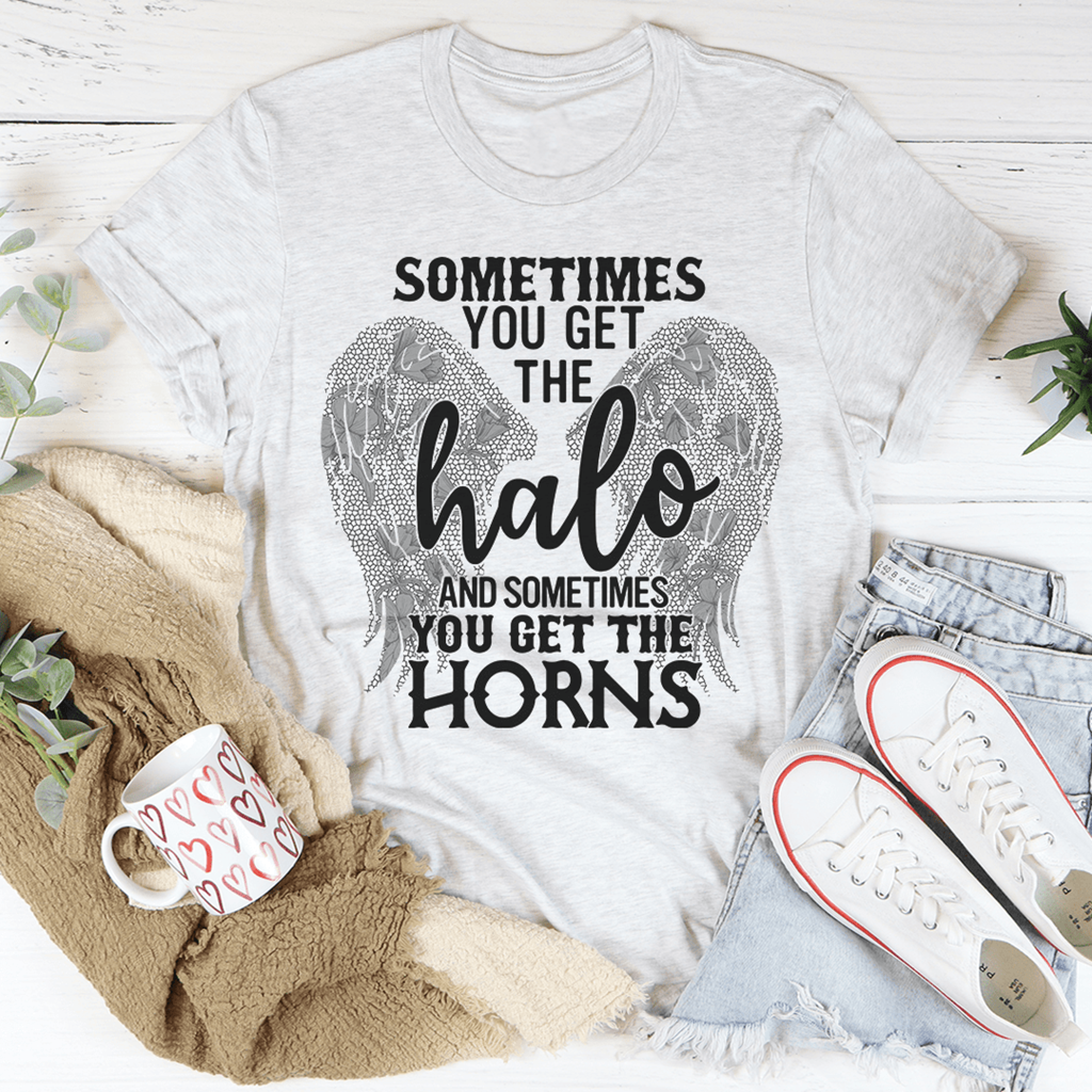 sometimes you get the halo and sometimes you get the horns tee