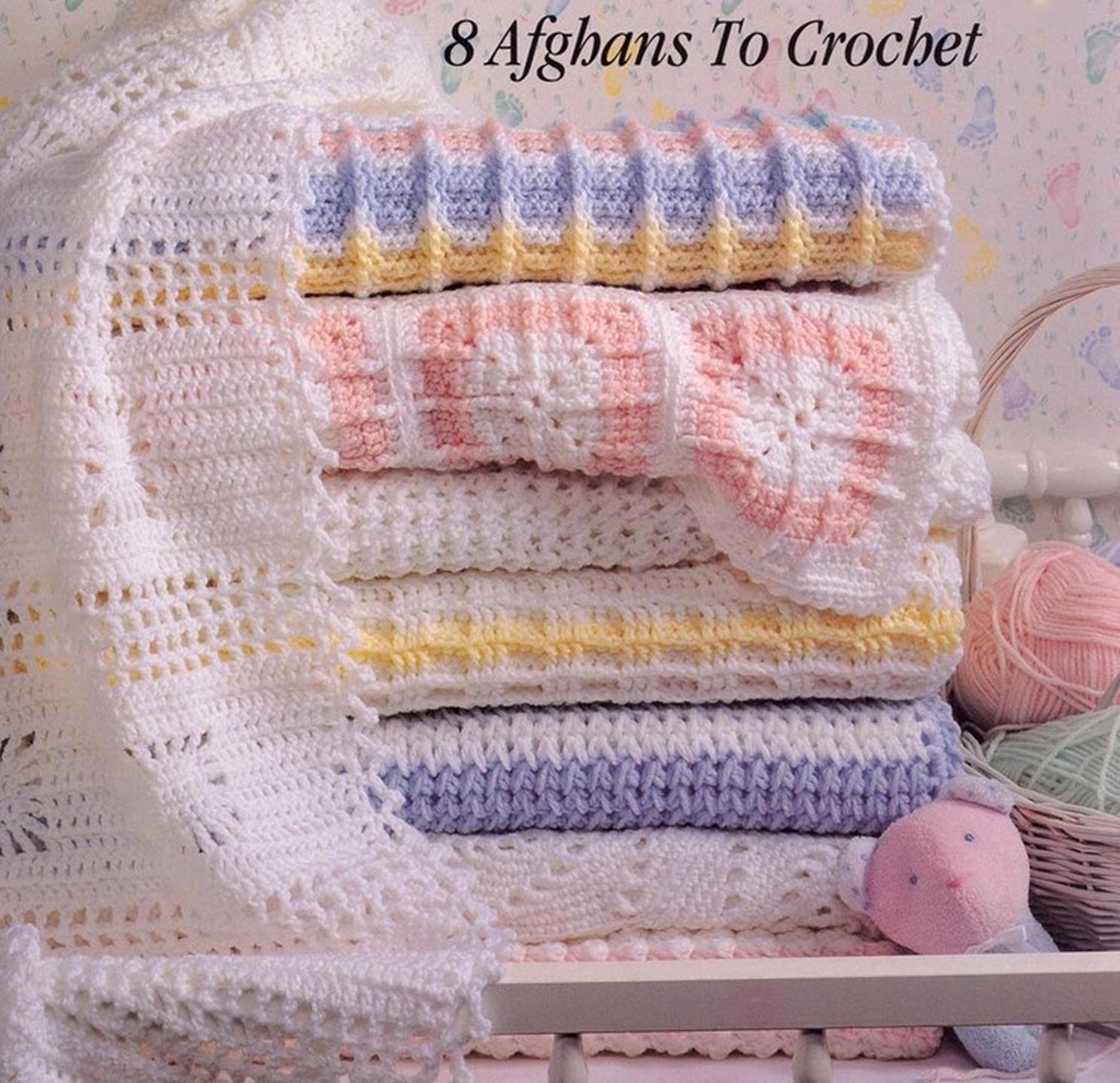 8 baby afghans to crochet pattern pdf - digital vintage crochet patterns